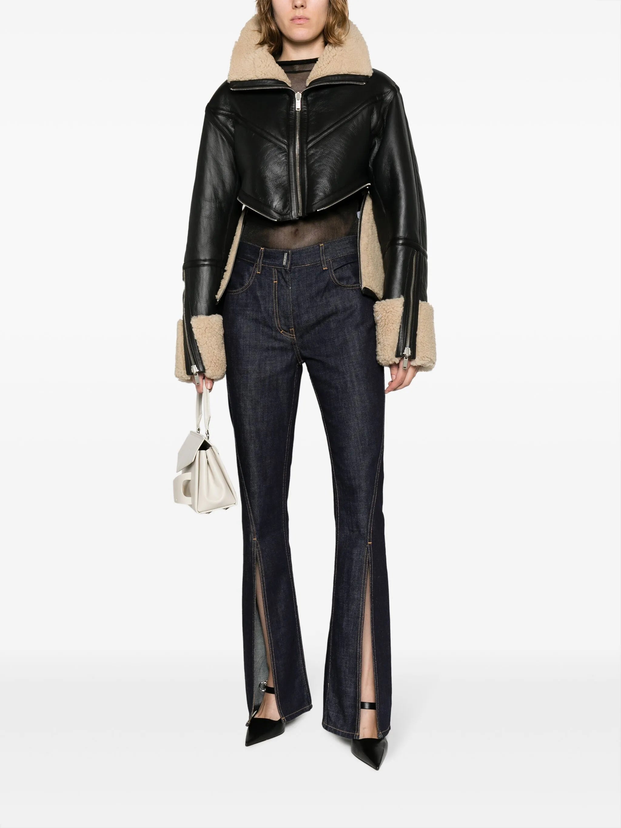 Arrow shearling leather jacker