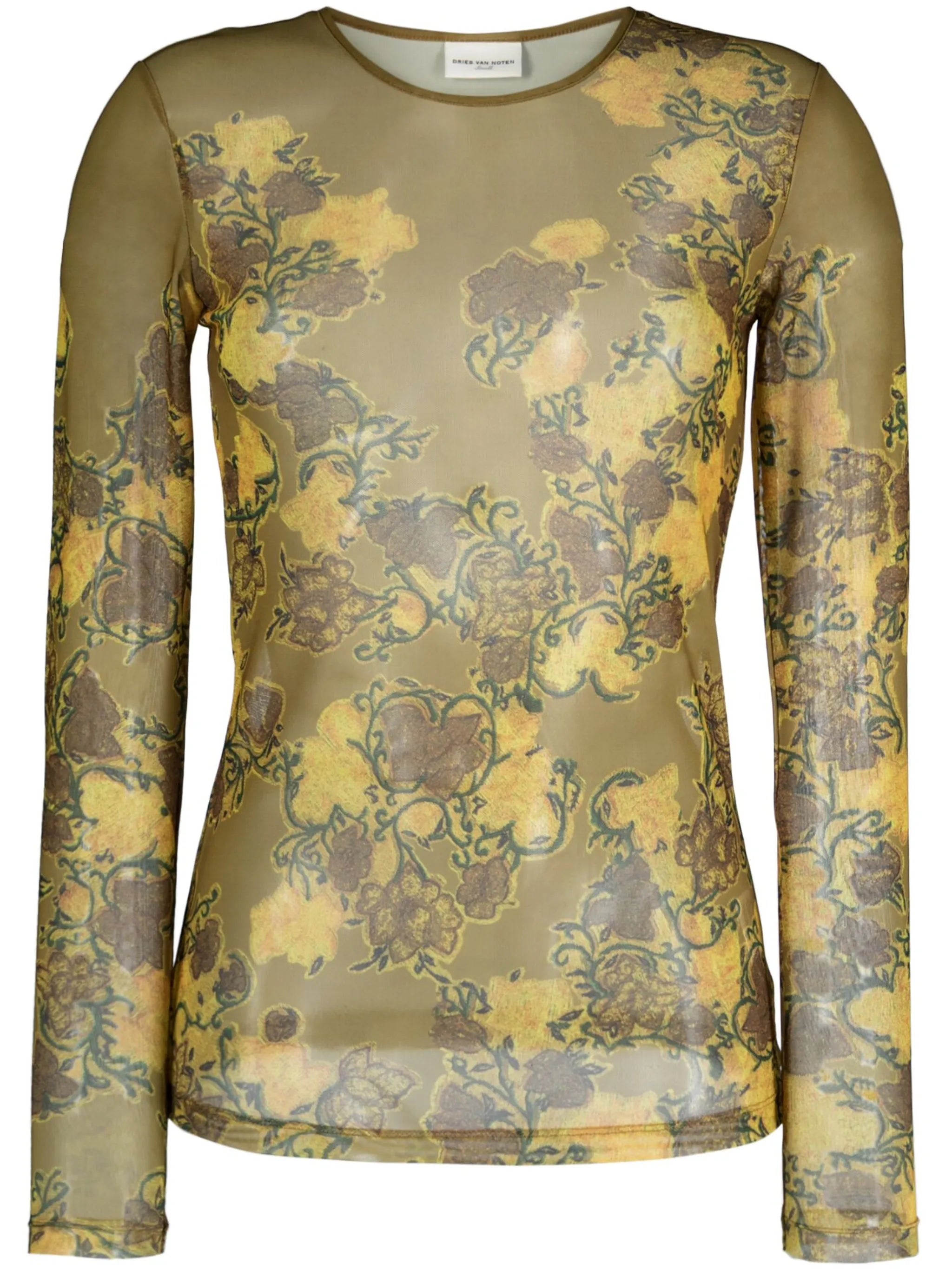 floral-print mesh top