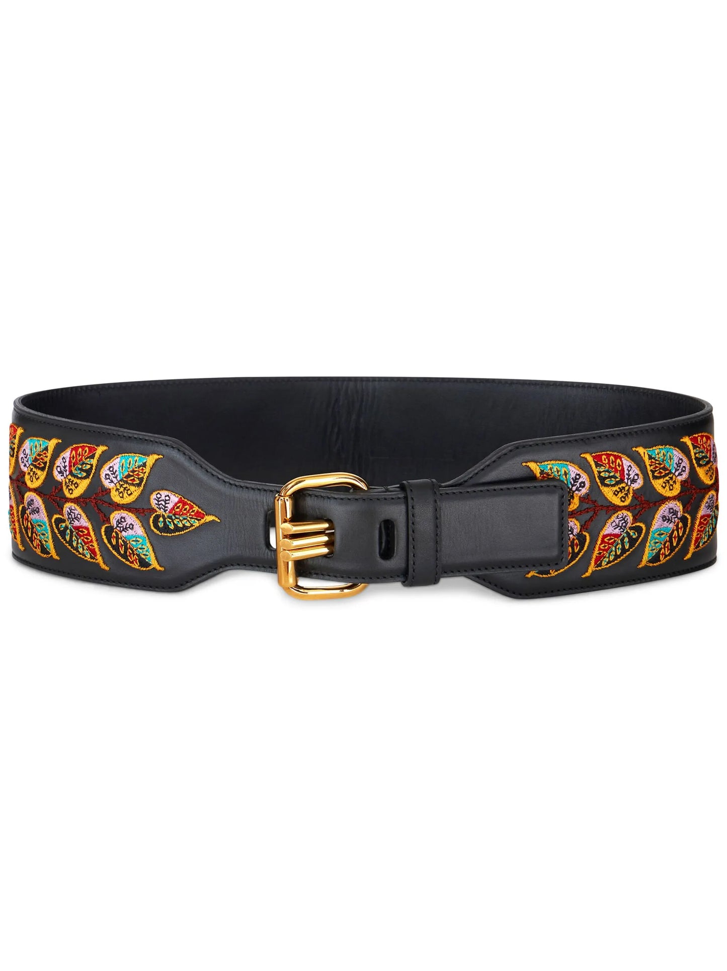 Paisley jacquard leather belt