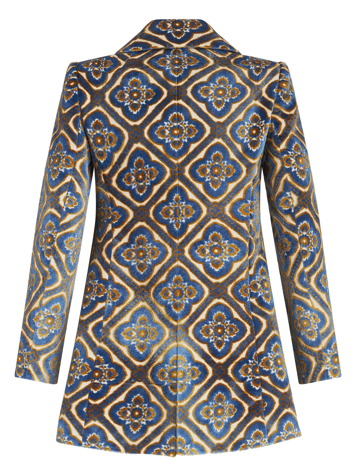 floral-jacquard double-breasted coat