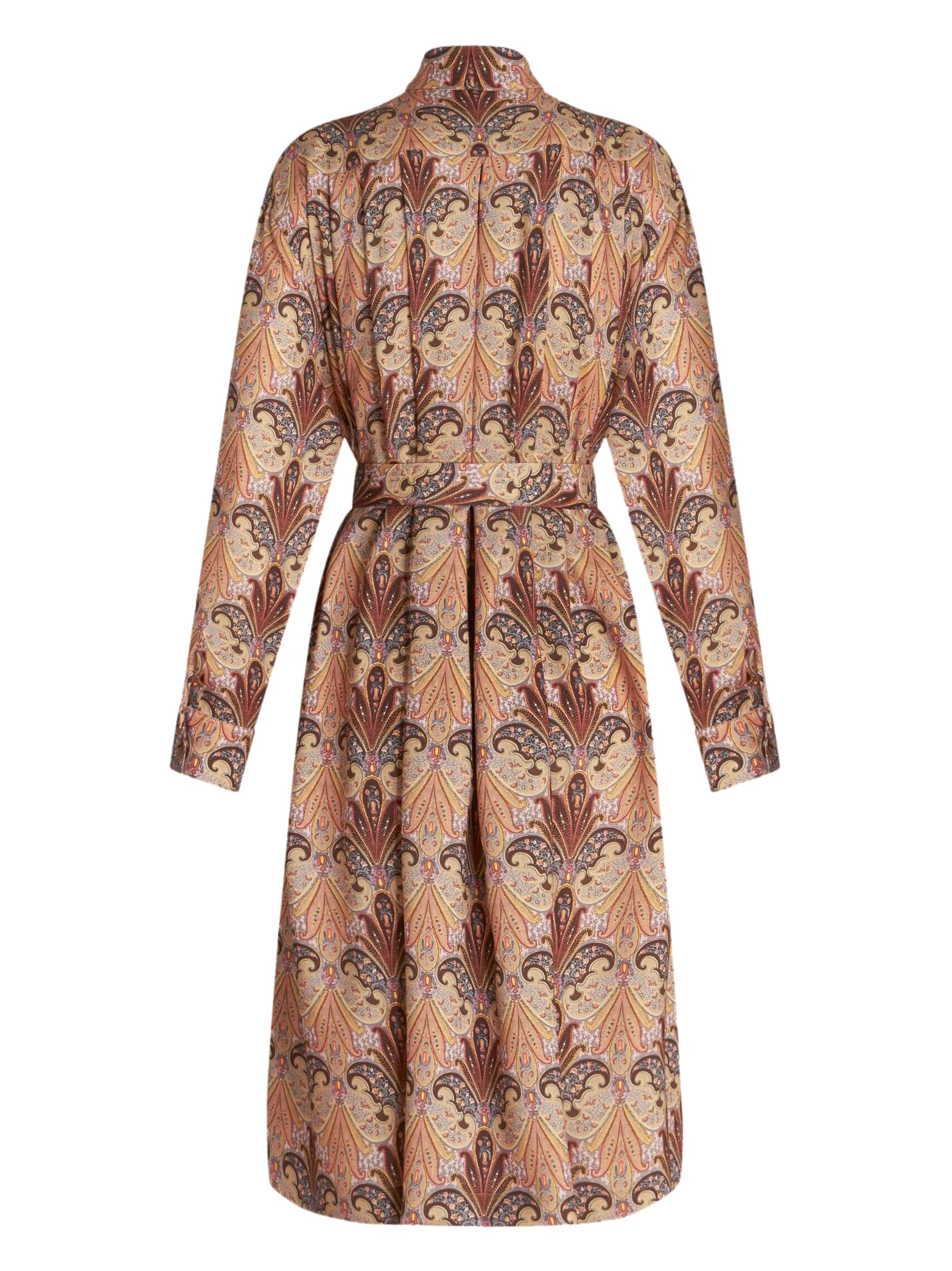paisley-print belted midi shirtdress