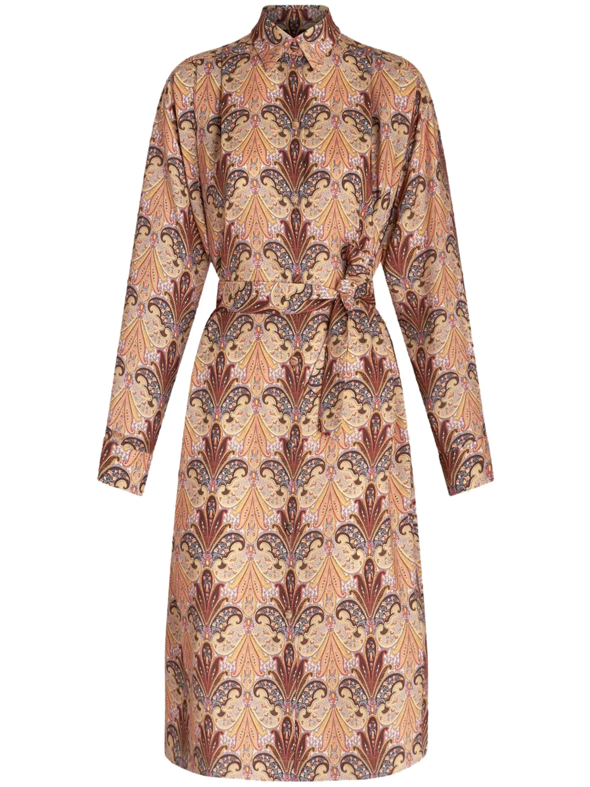 paisley-print belted midi shirtdress
