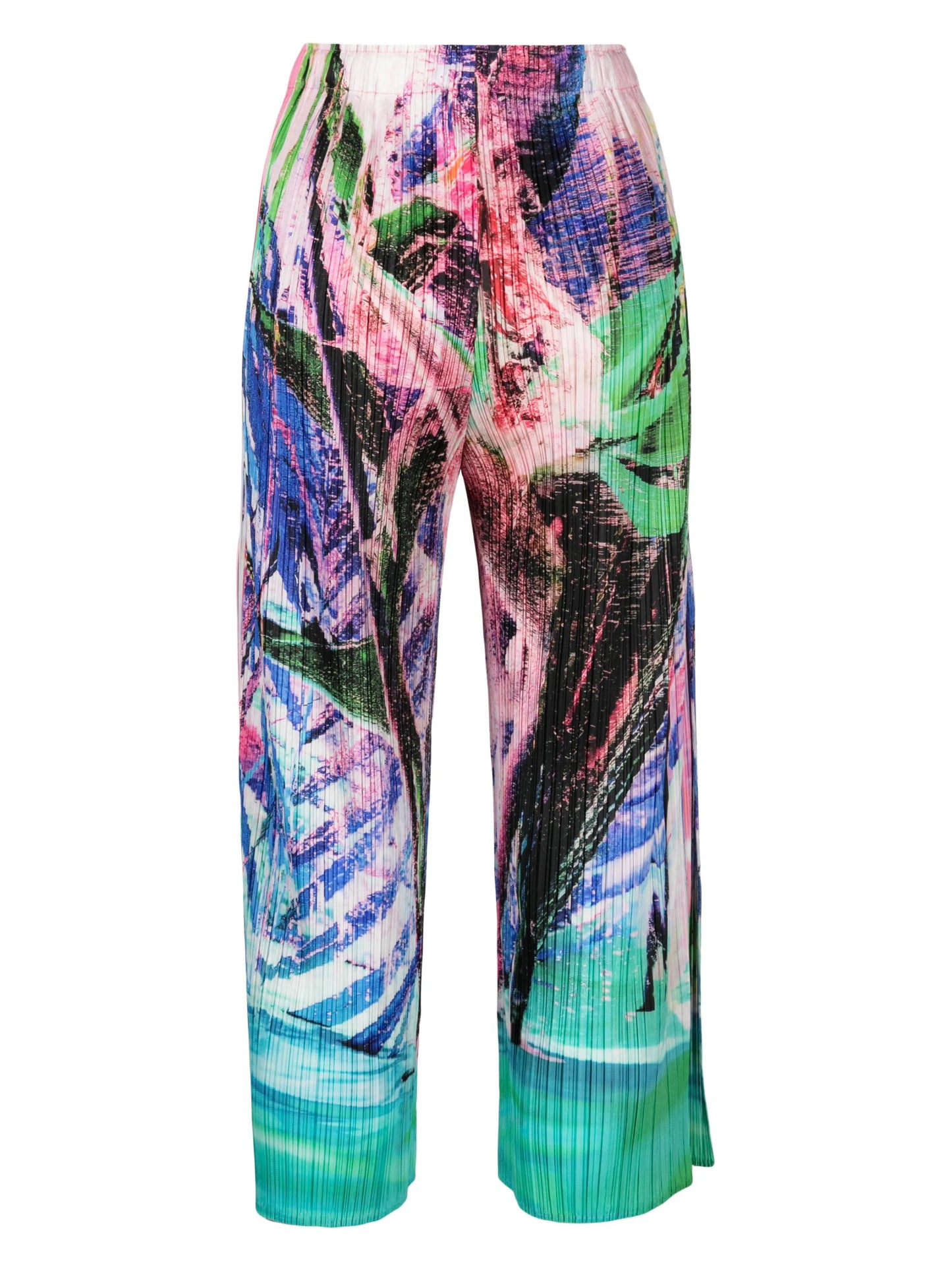Tropical Winter-print plissé trousers