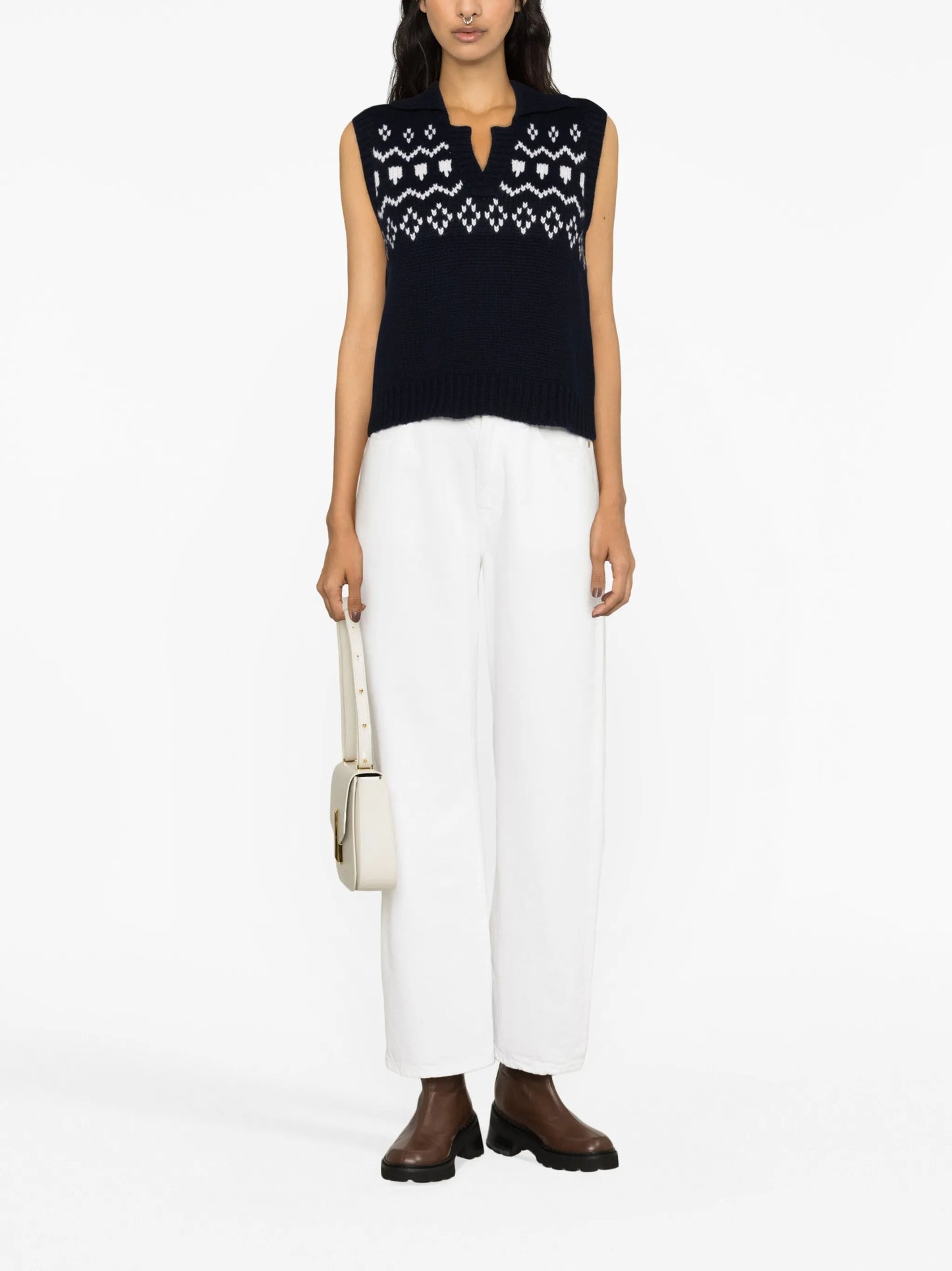 V-neck knitted gilet