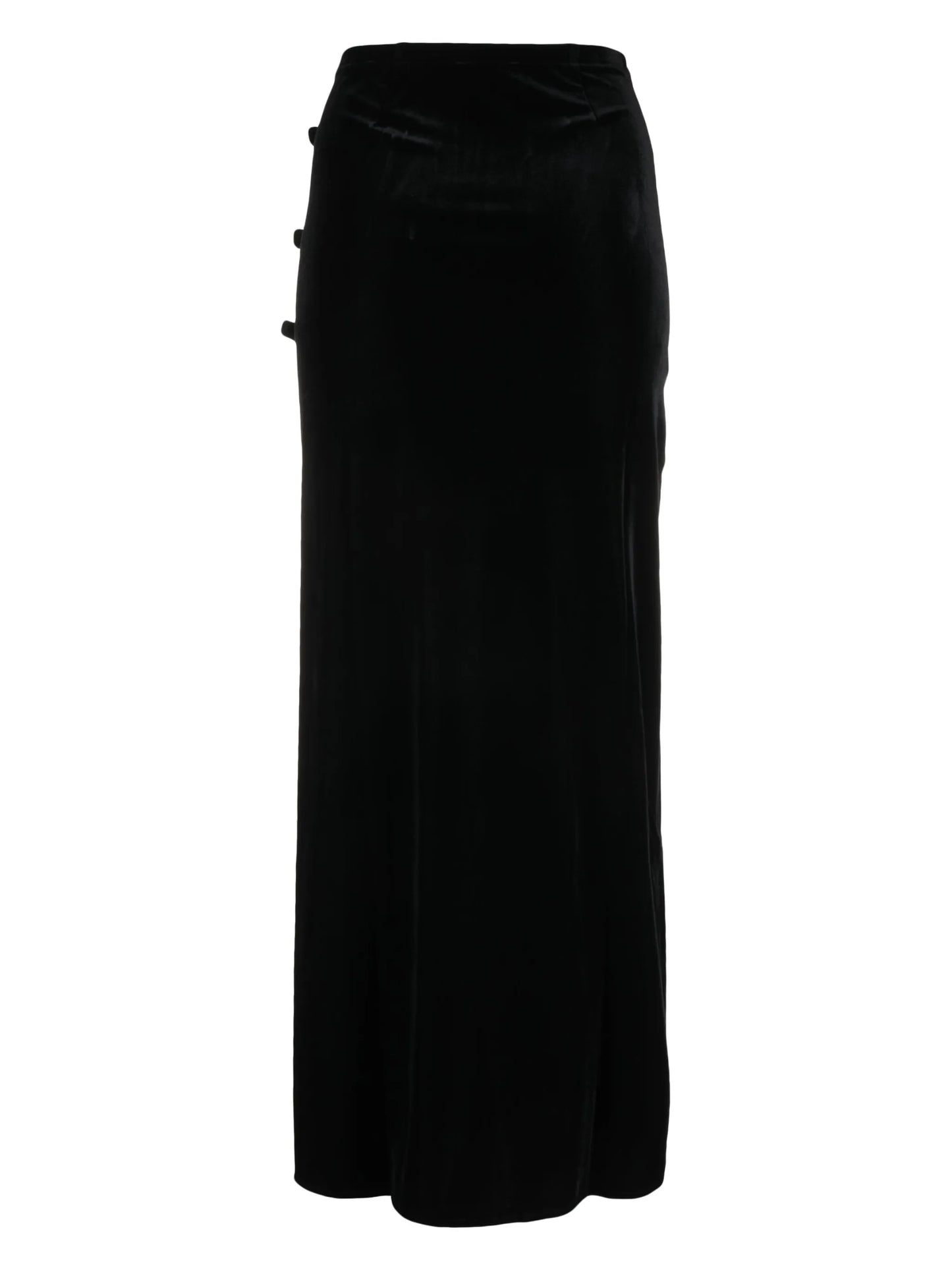 velvet bow-embellished maxi skirt