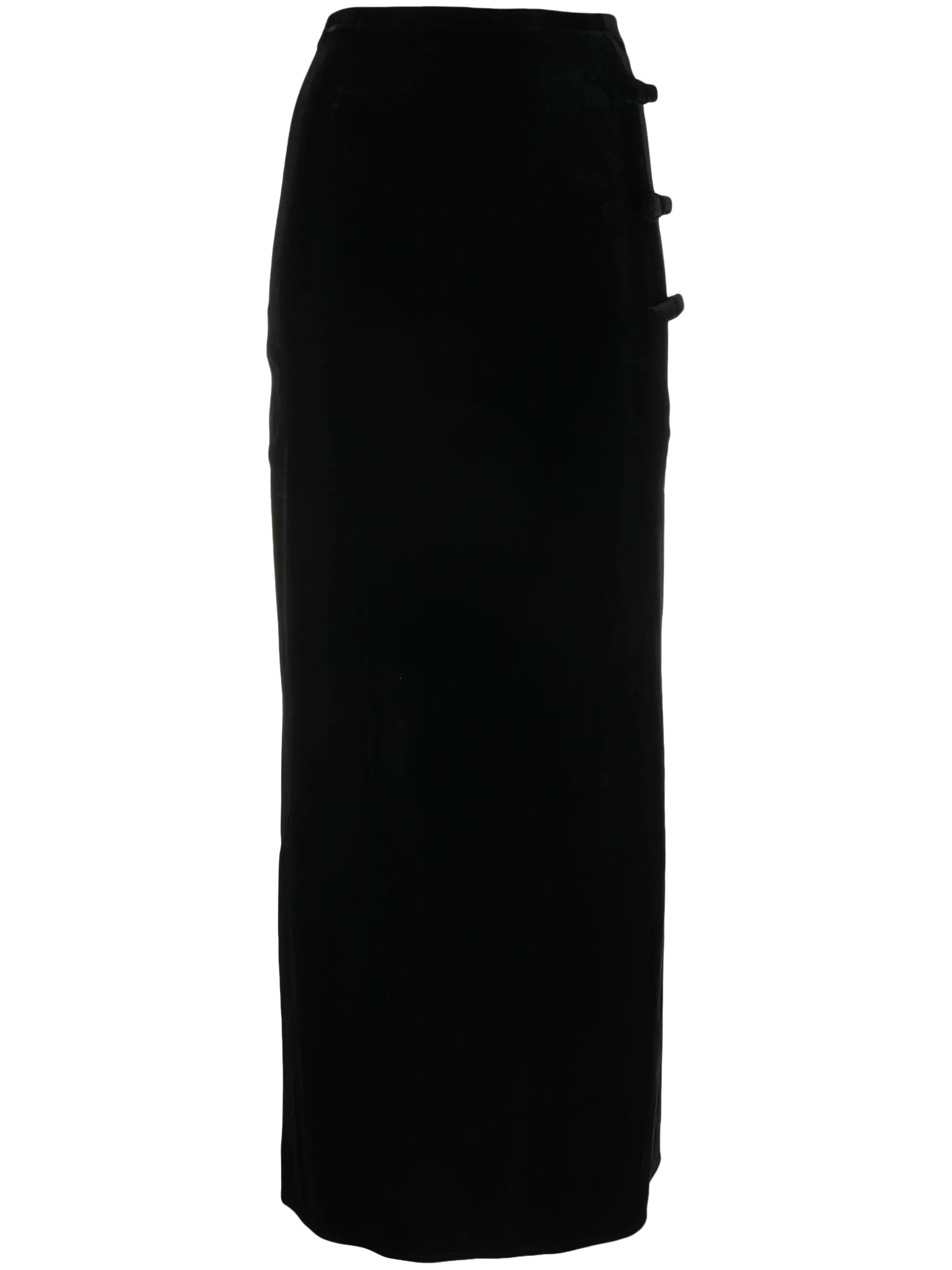 velvet bow-embellished maxi skirt