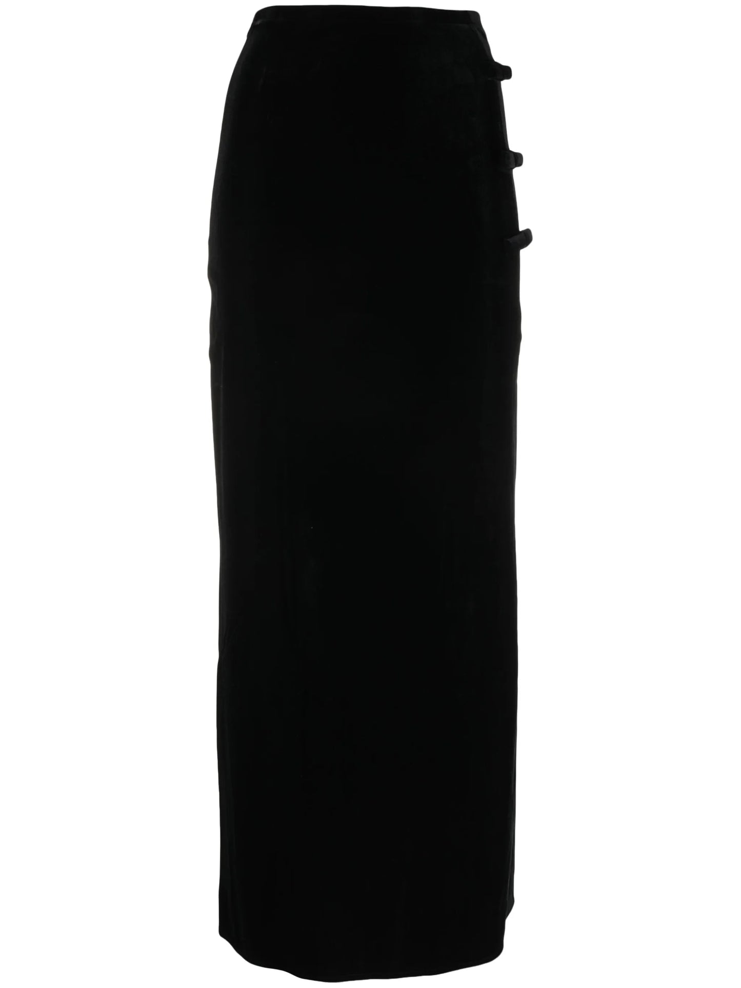 velvet bow-embellished maxi skirt