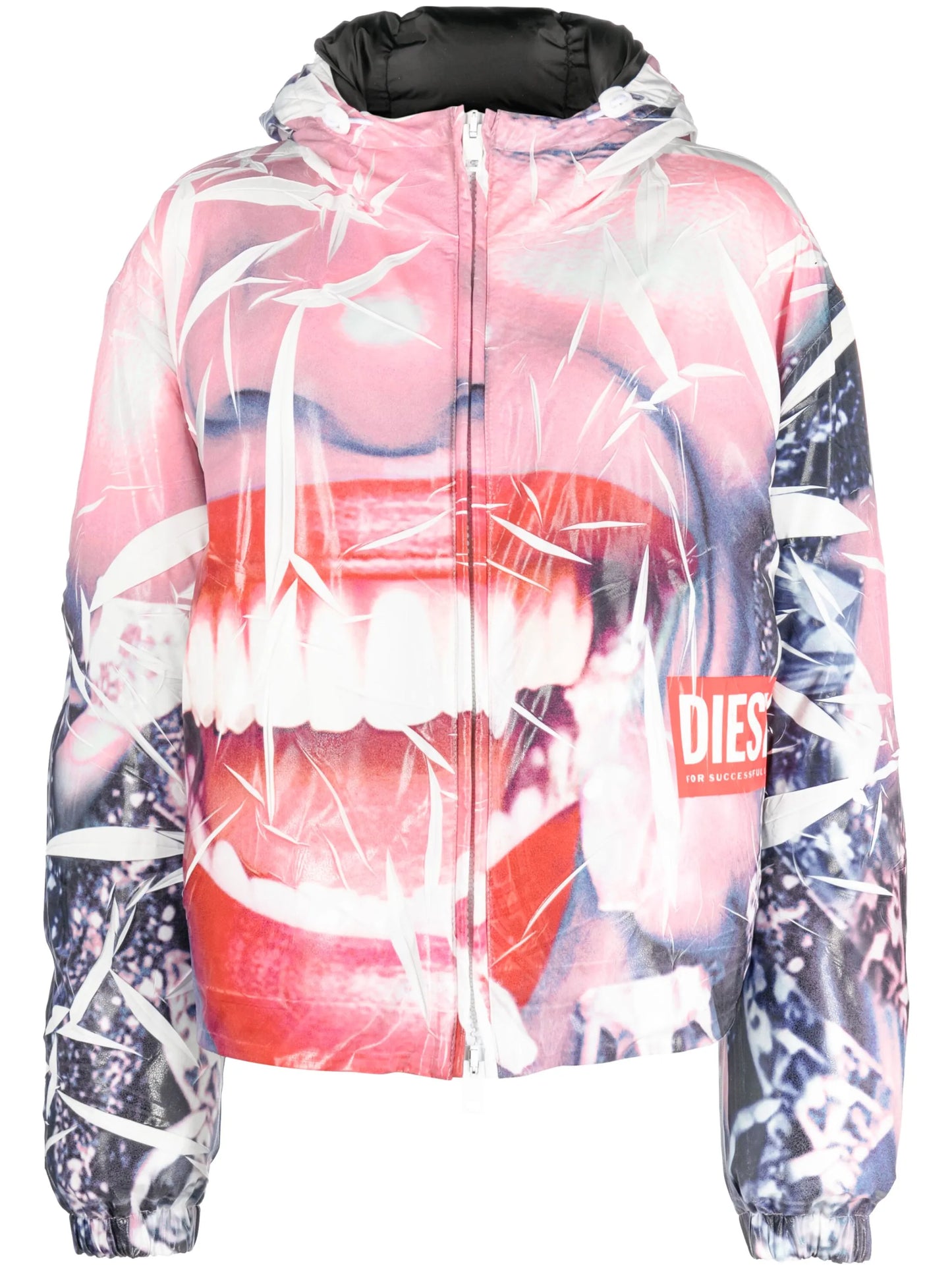smiley face-print jacket