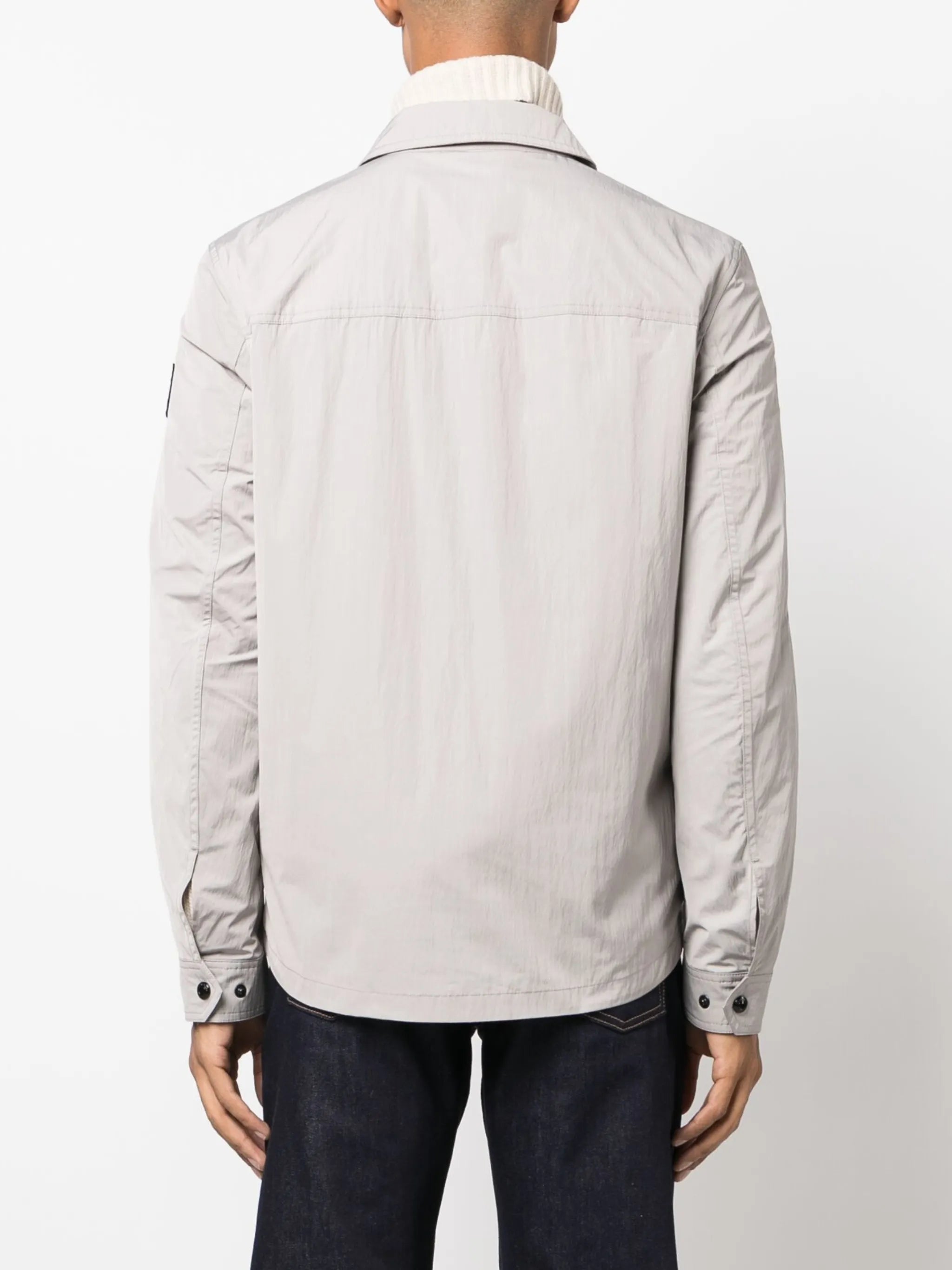 logo-patch zip-up shirt jacket
