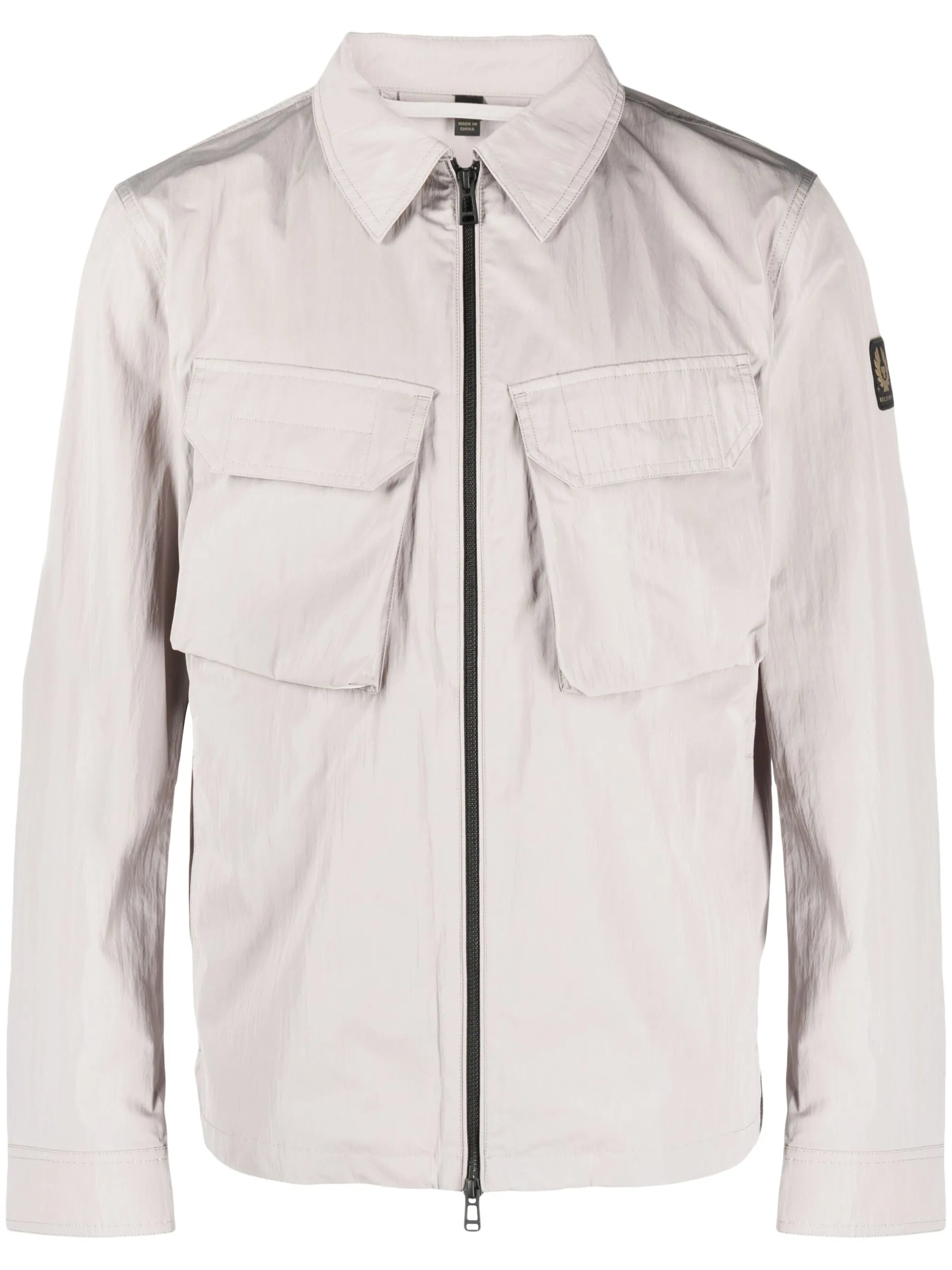 logo-patch zip-up shirt jacket