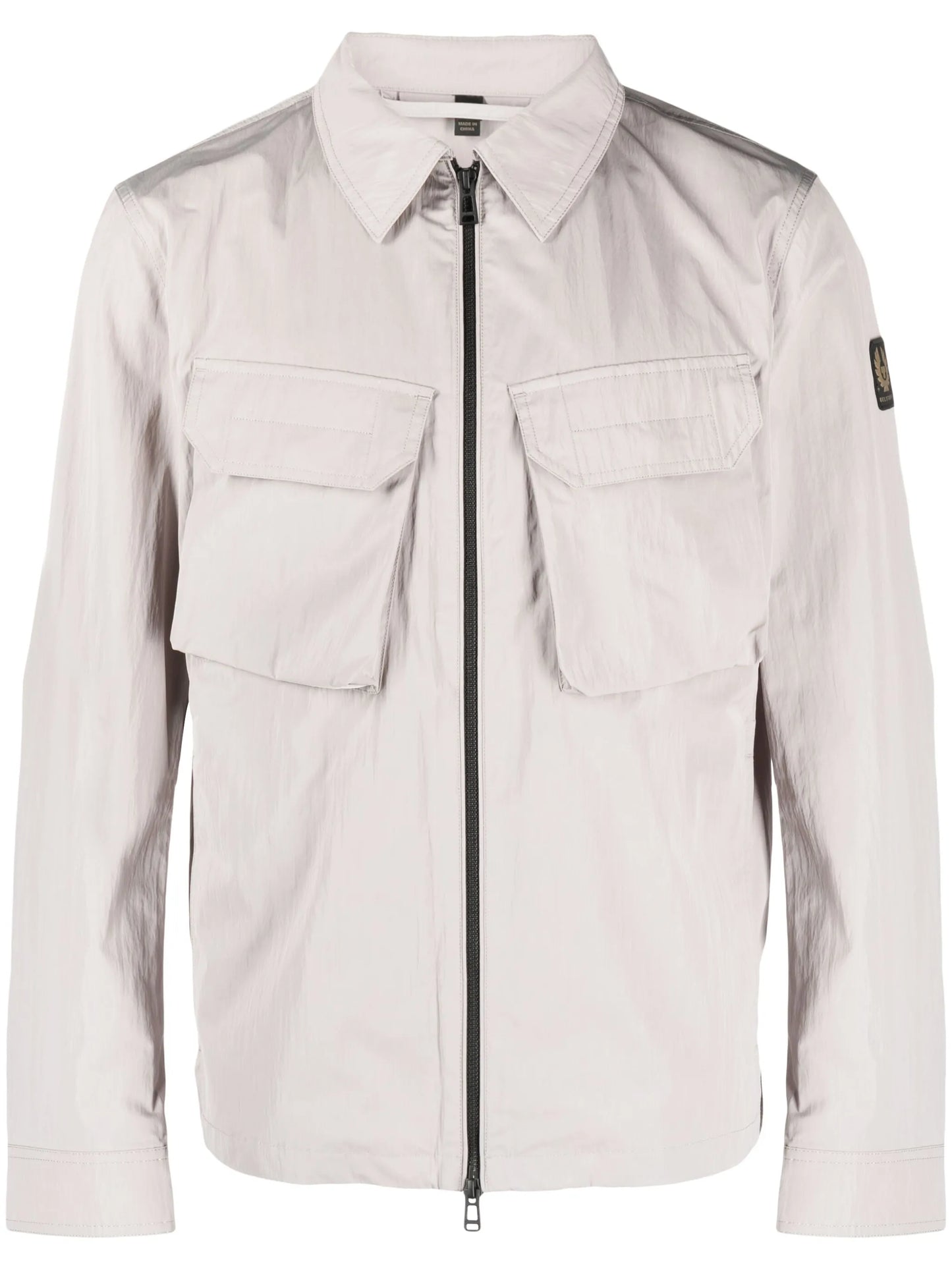 logo-patch zip-up shirt jacket