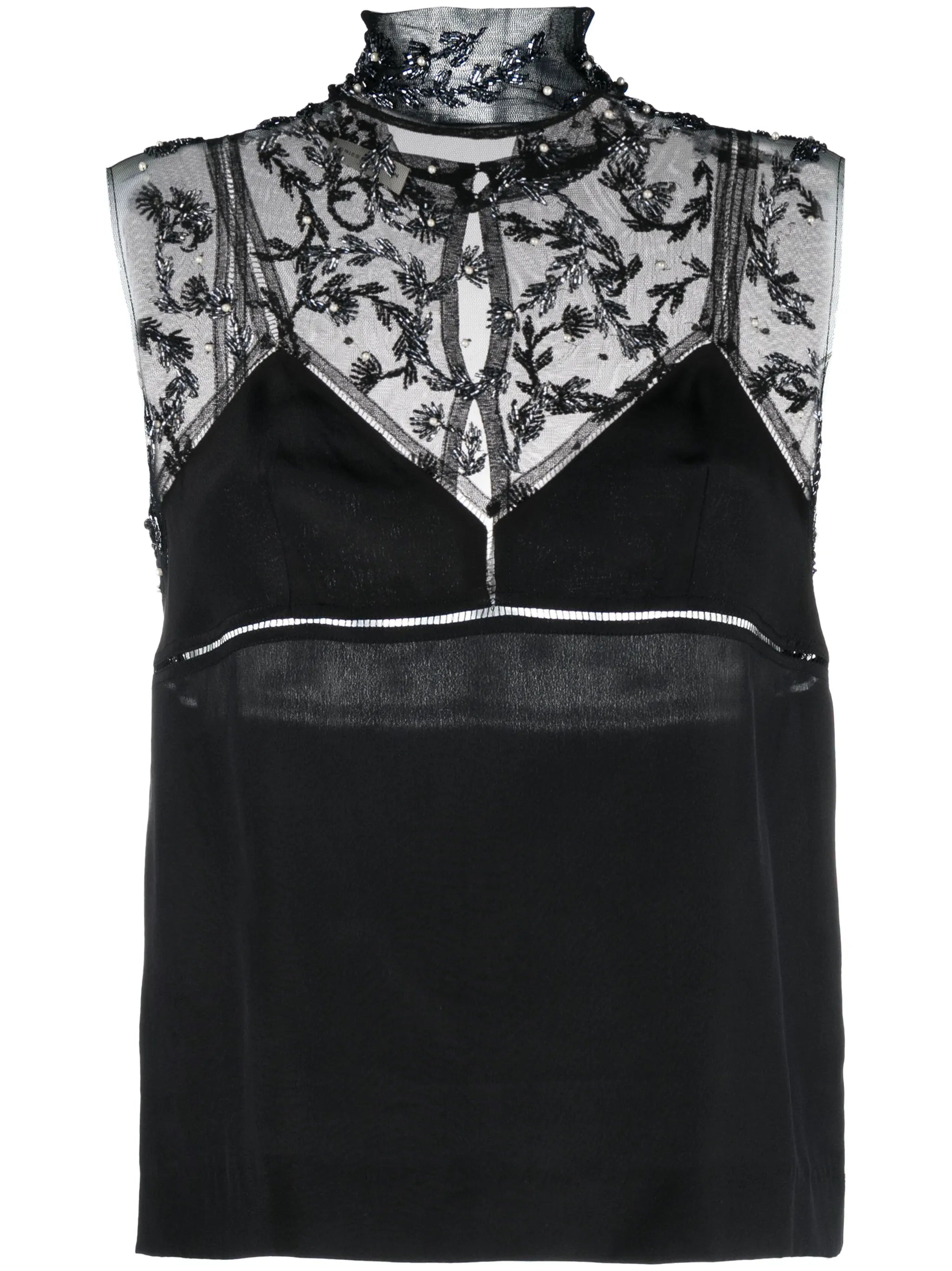 Carasi embellished mesh sleeveless top