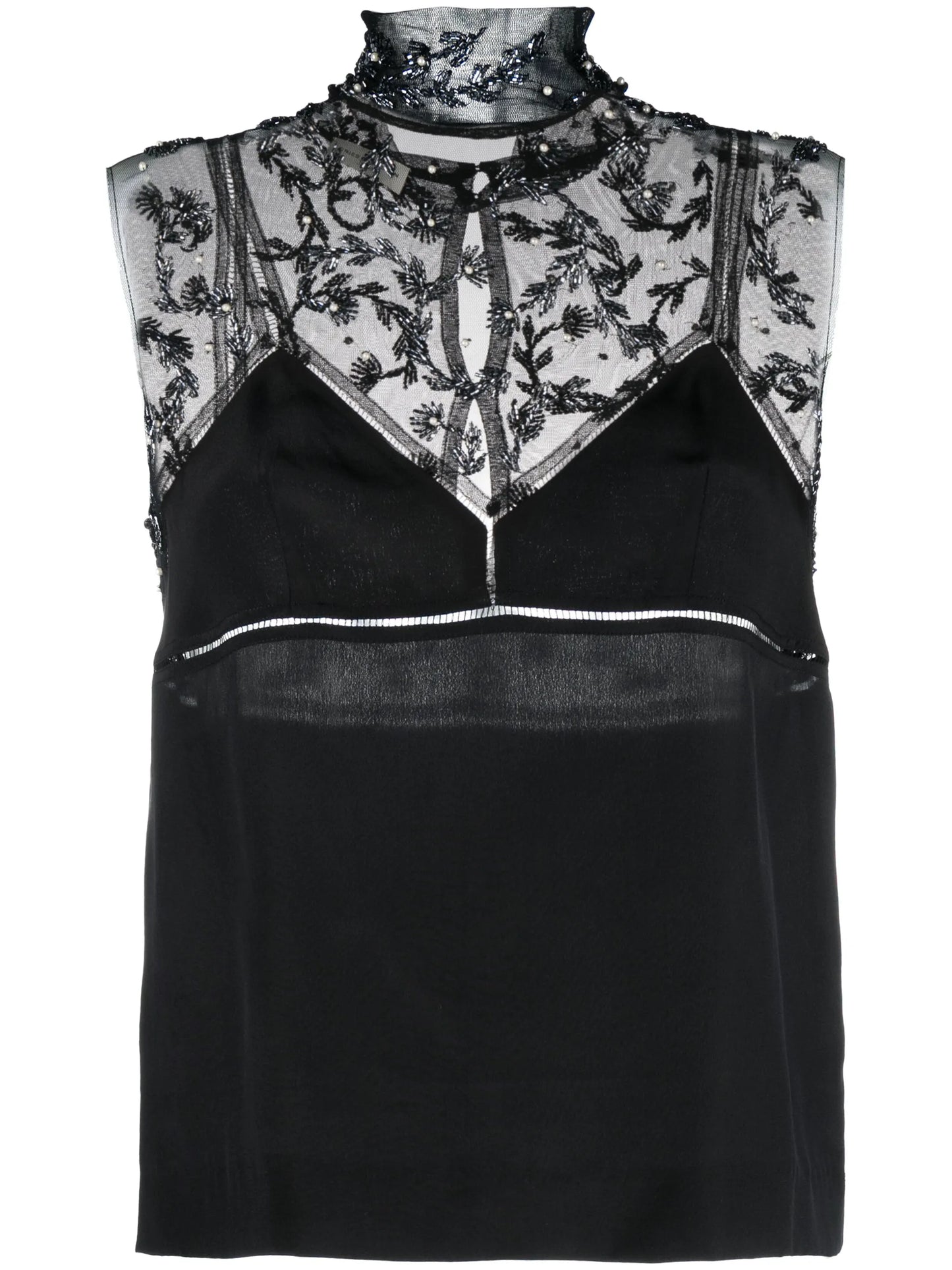 Carasi embellished mesh sleeveless top