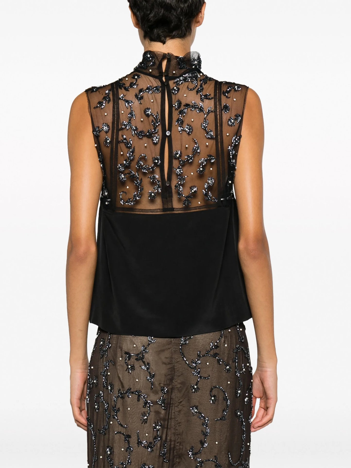 Carasi embellished mesh sleeveless top