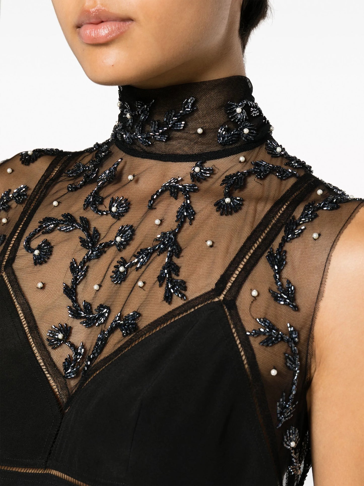 Carasi embellished mesh sleeveless top