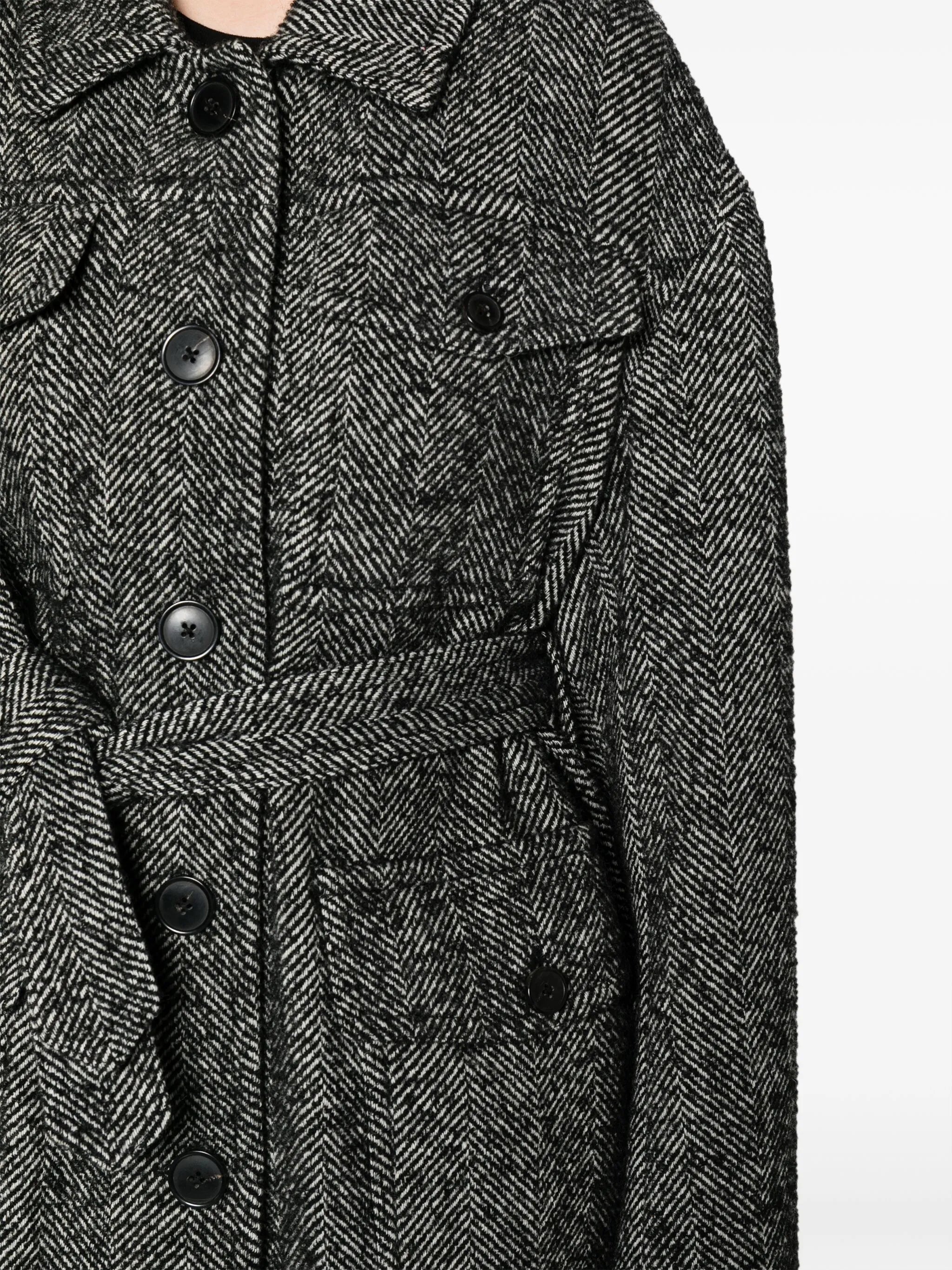 herringbone belted coat