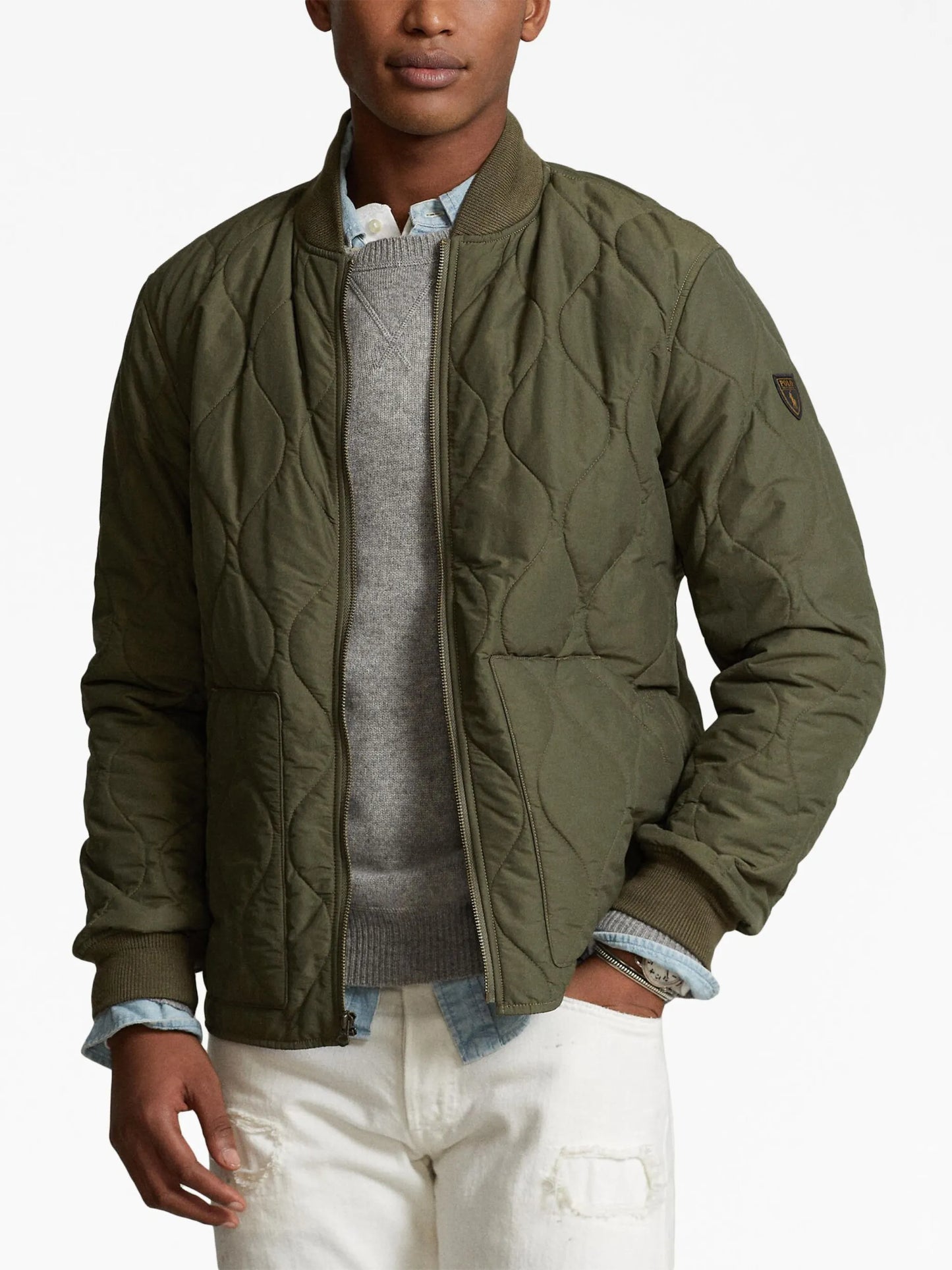 logo-patch quilted jacket