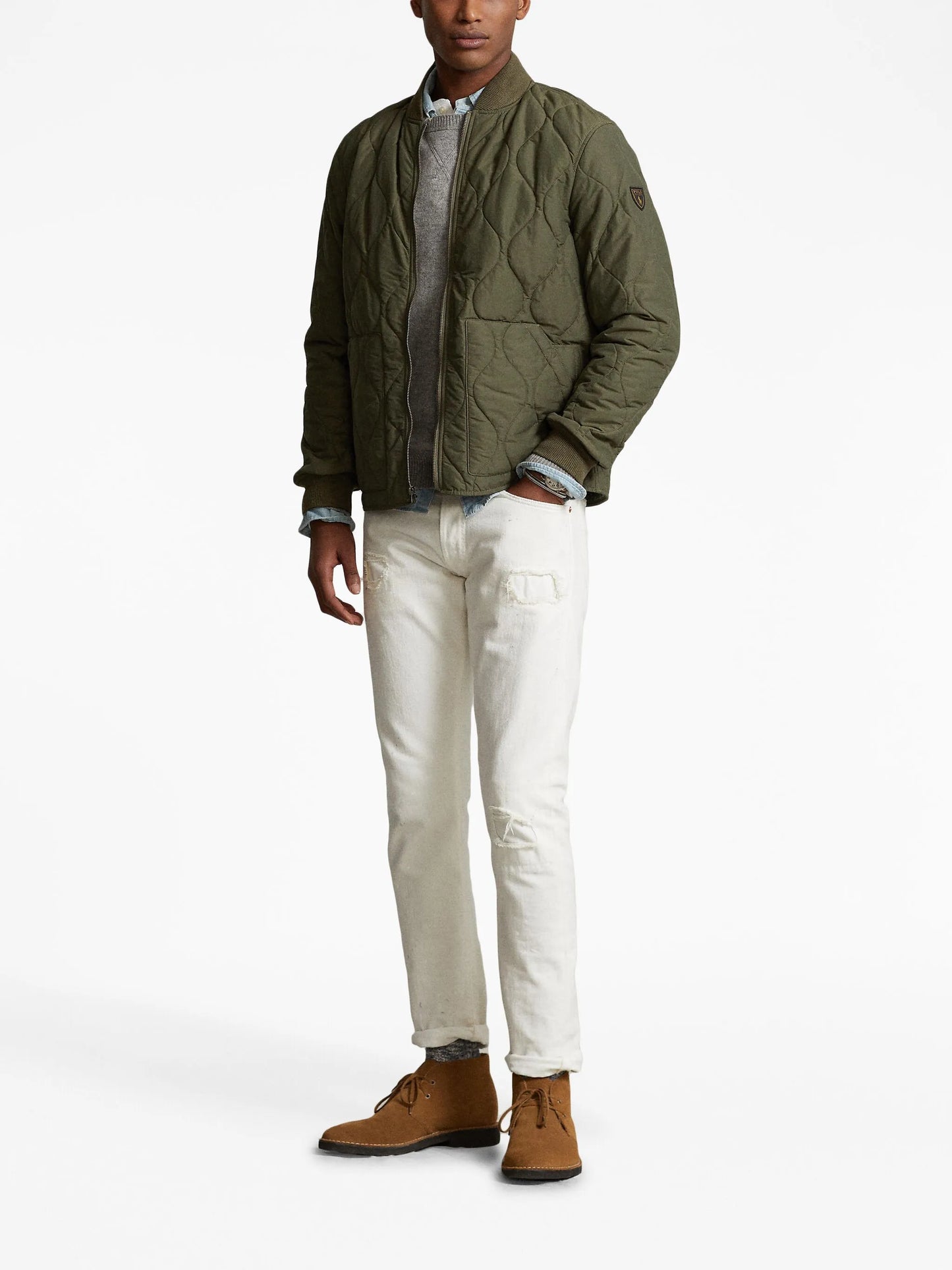 logo-patch quilted jacket