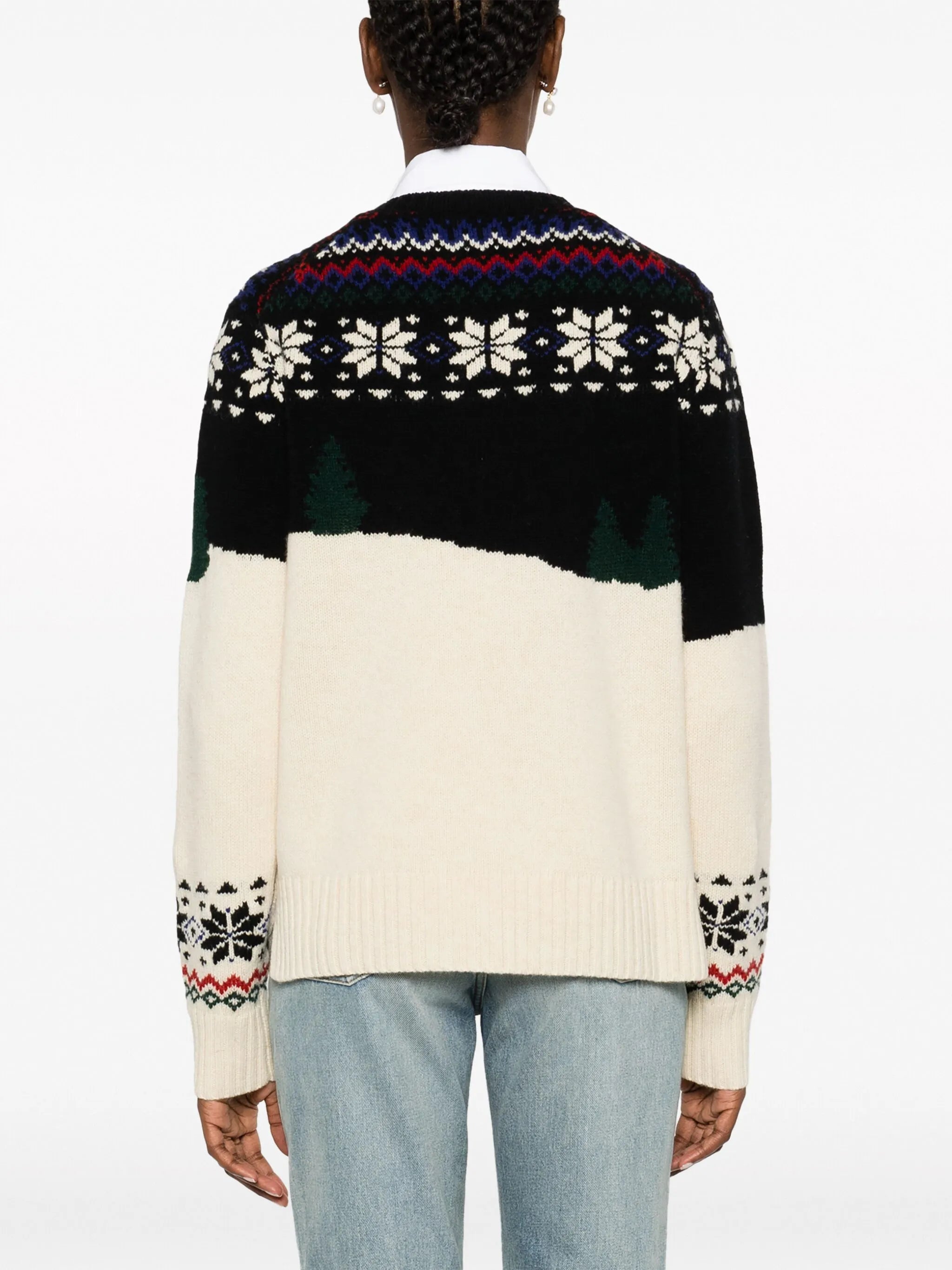 Polo Bear patterned intarsia-knit jumper