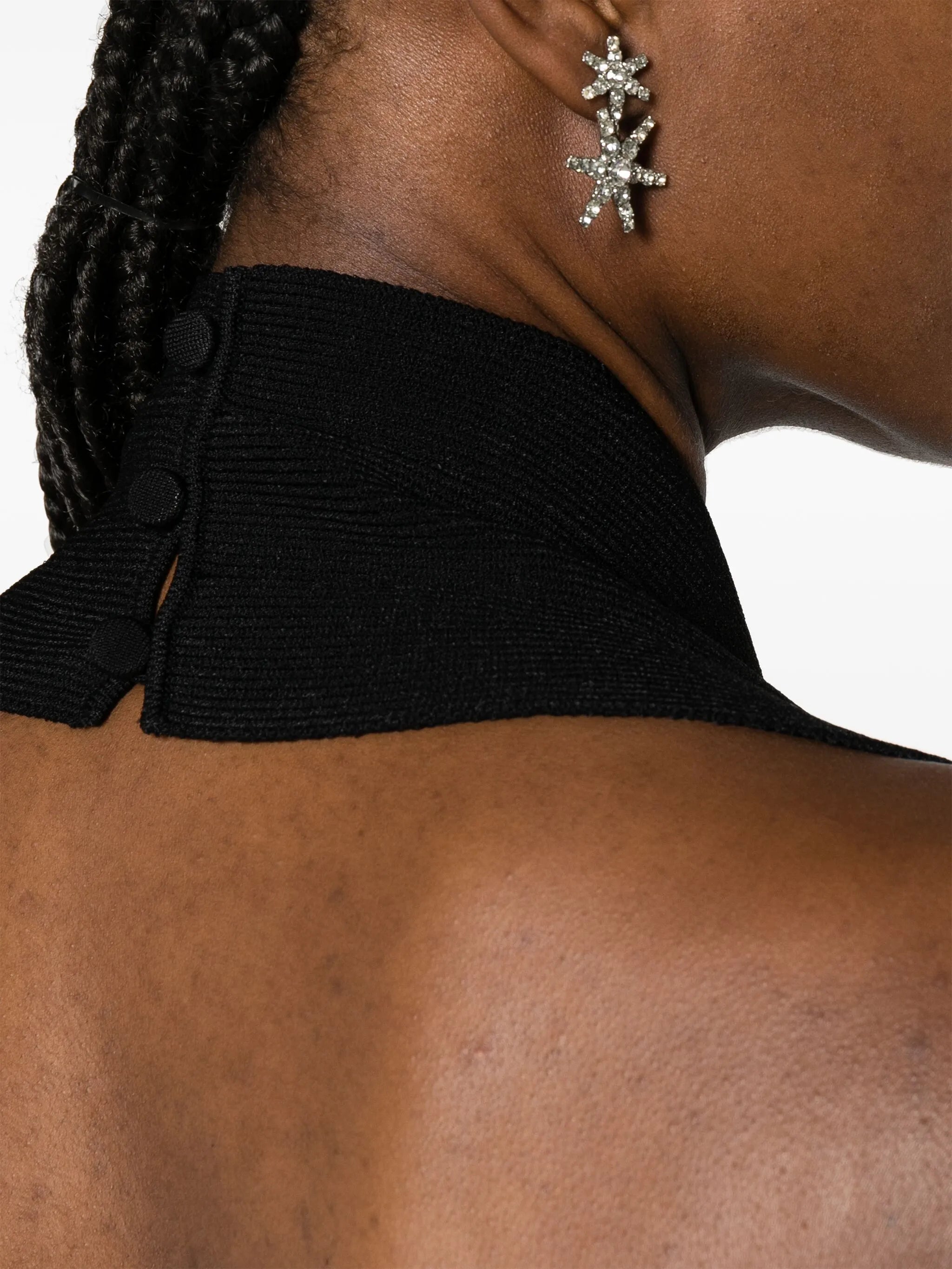 Sutton halterneck cold-shoulder dress