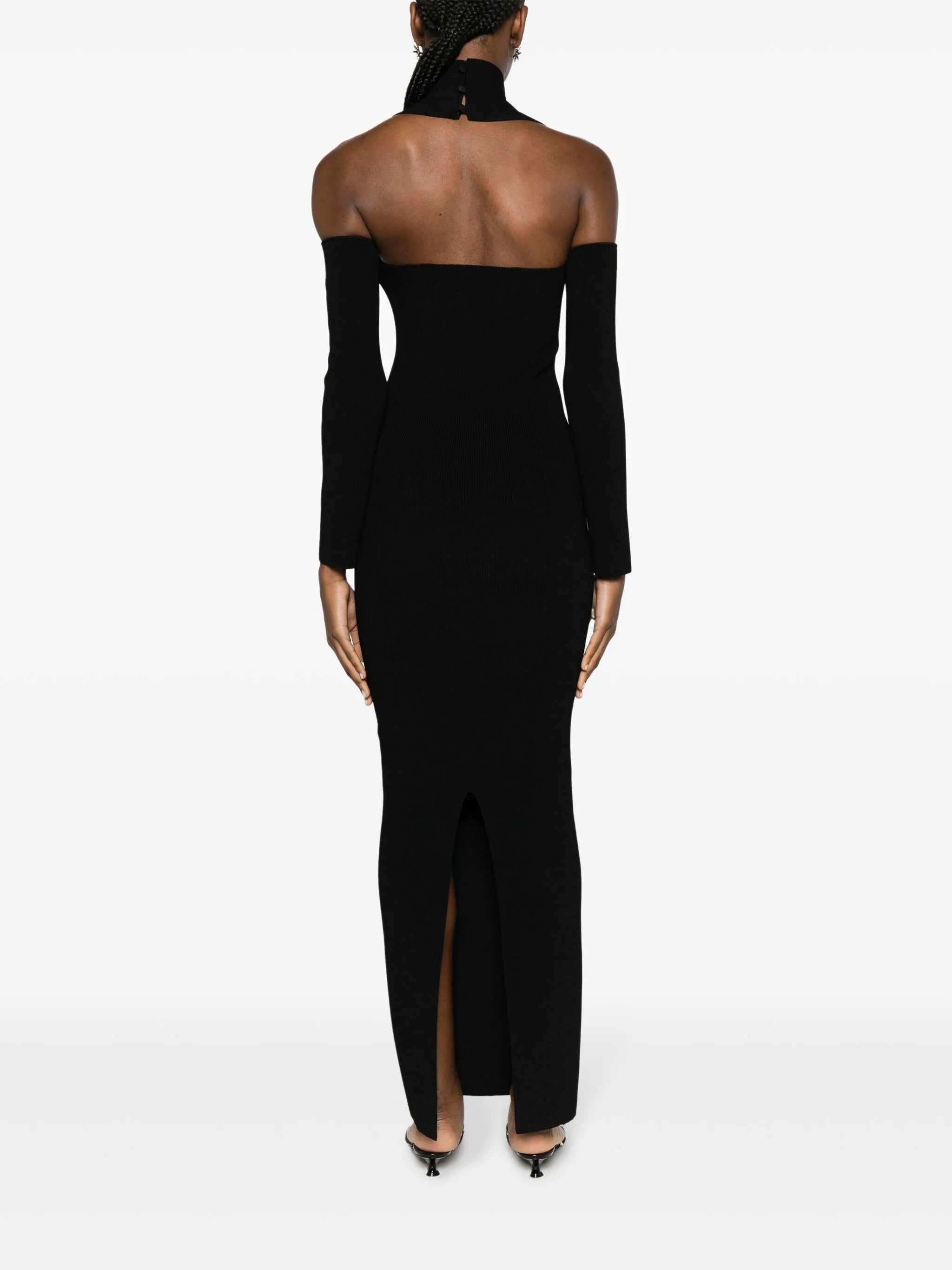 Sutton halterneck cold-shoulder dress