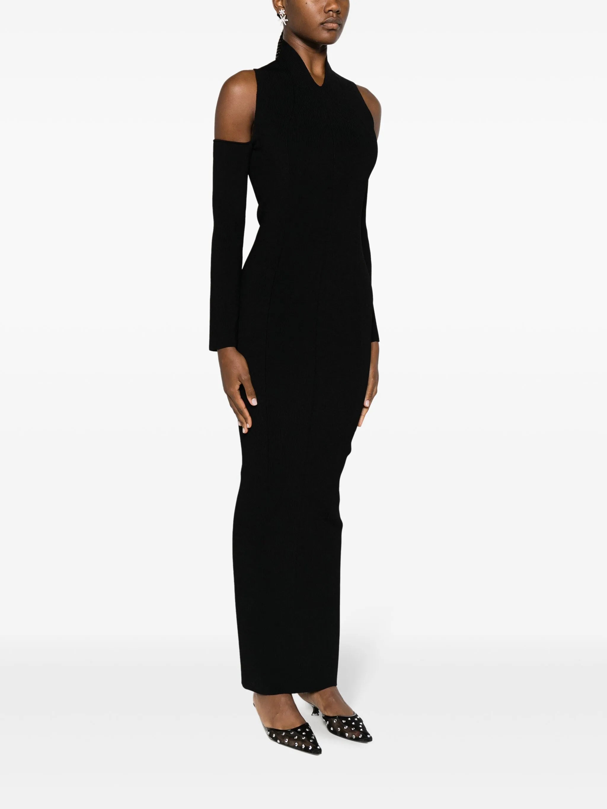 Sutton halterneck cold-shoulder dress