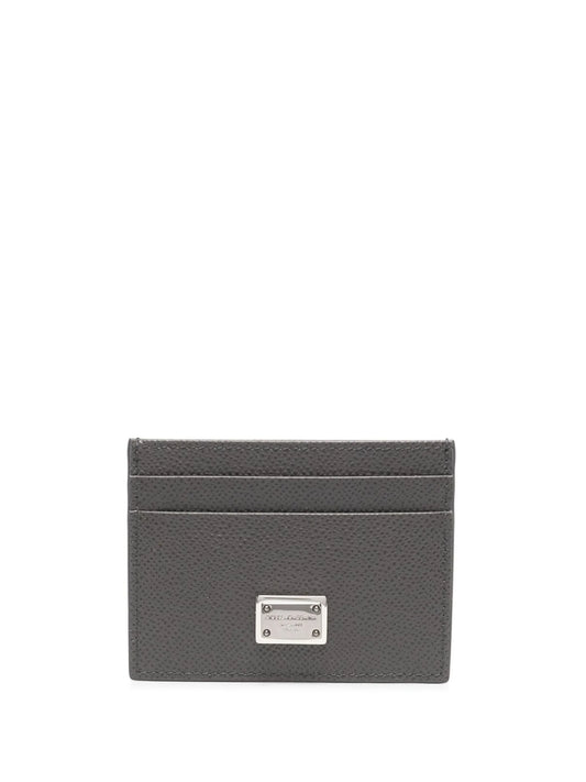 logo-plaque leather cardholder