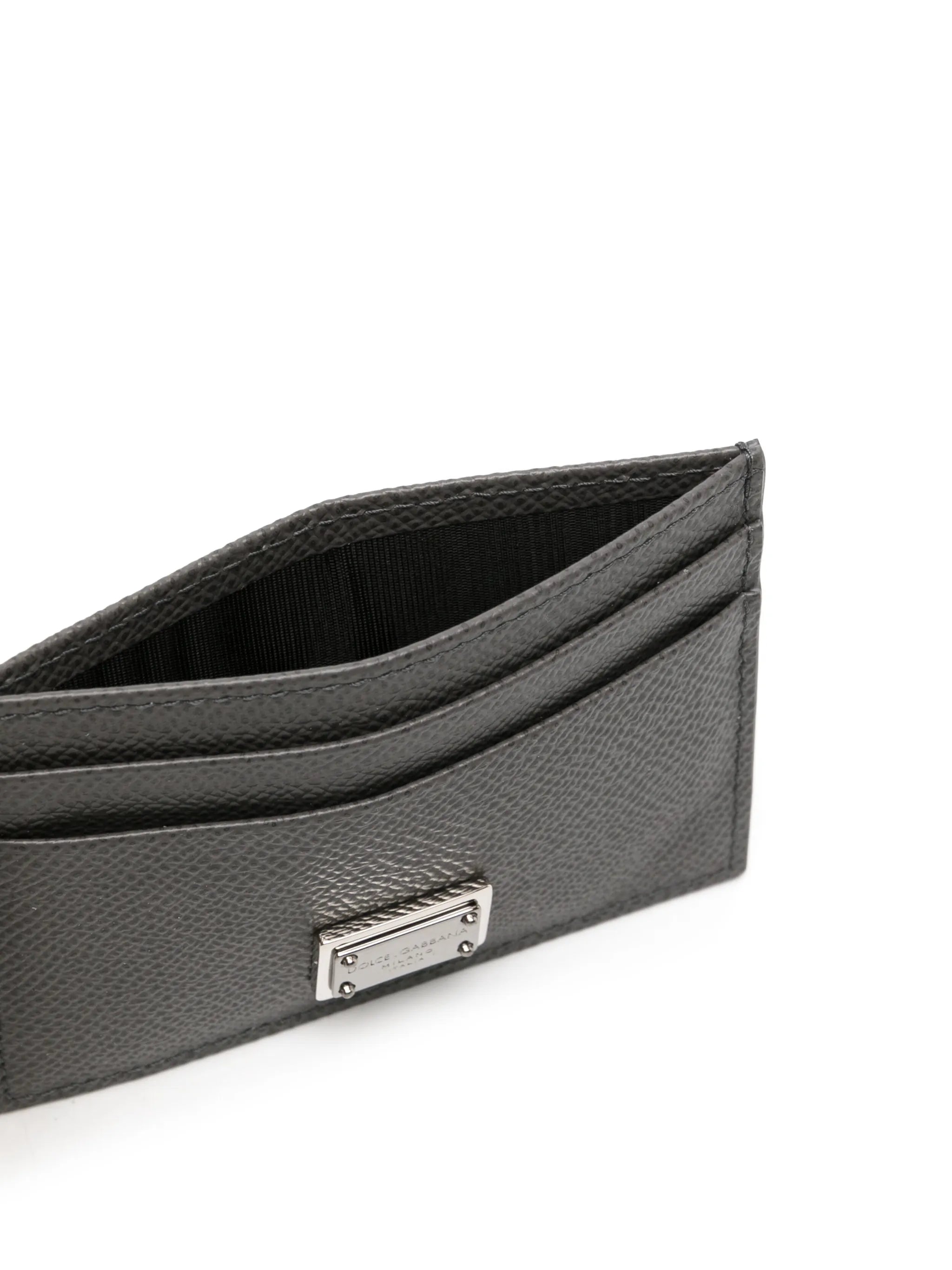 Dauphine logo-plaque leather cardholder