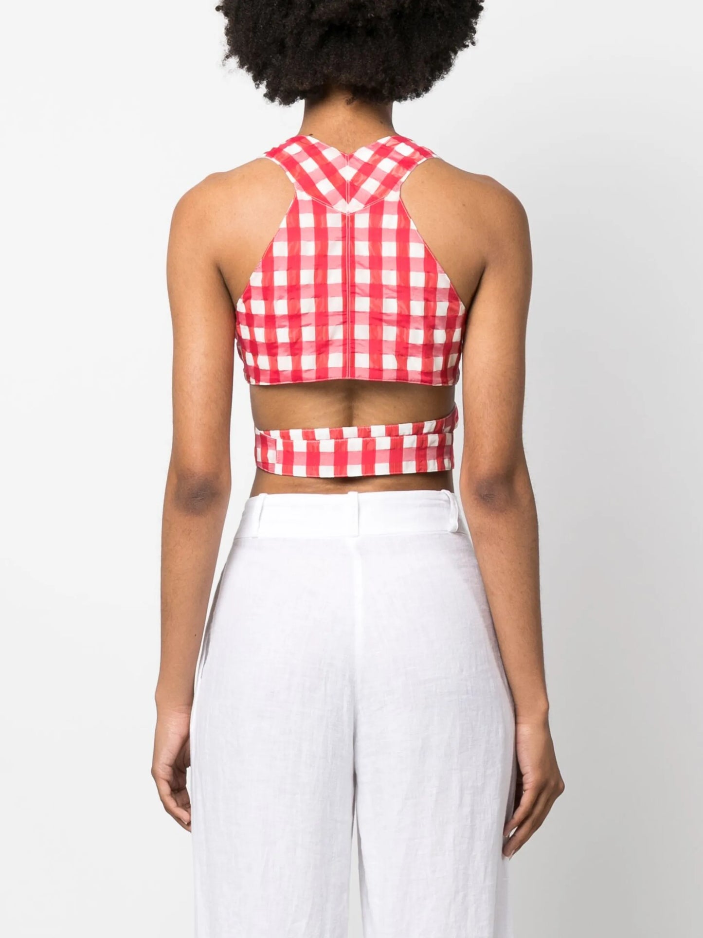 check-print cut-out top