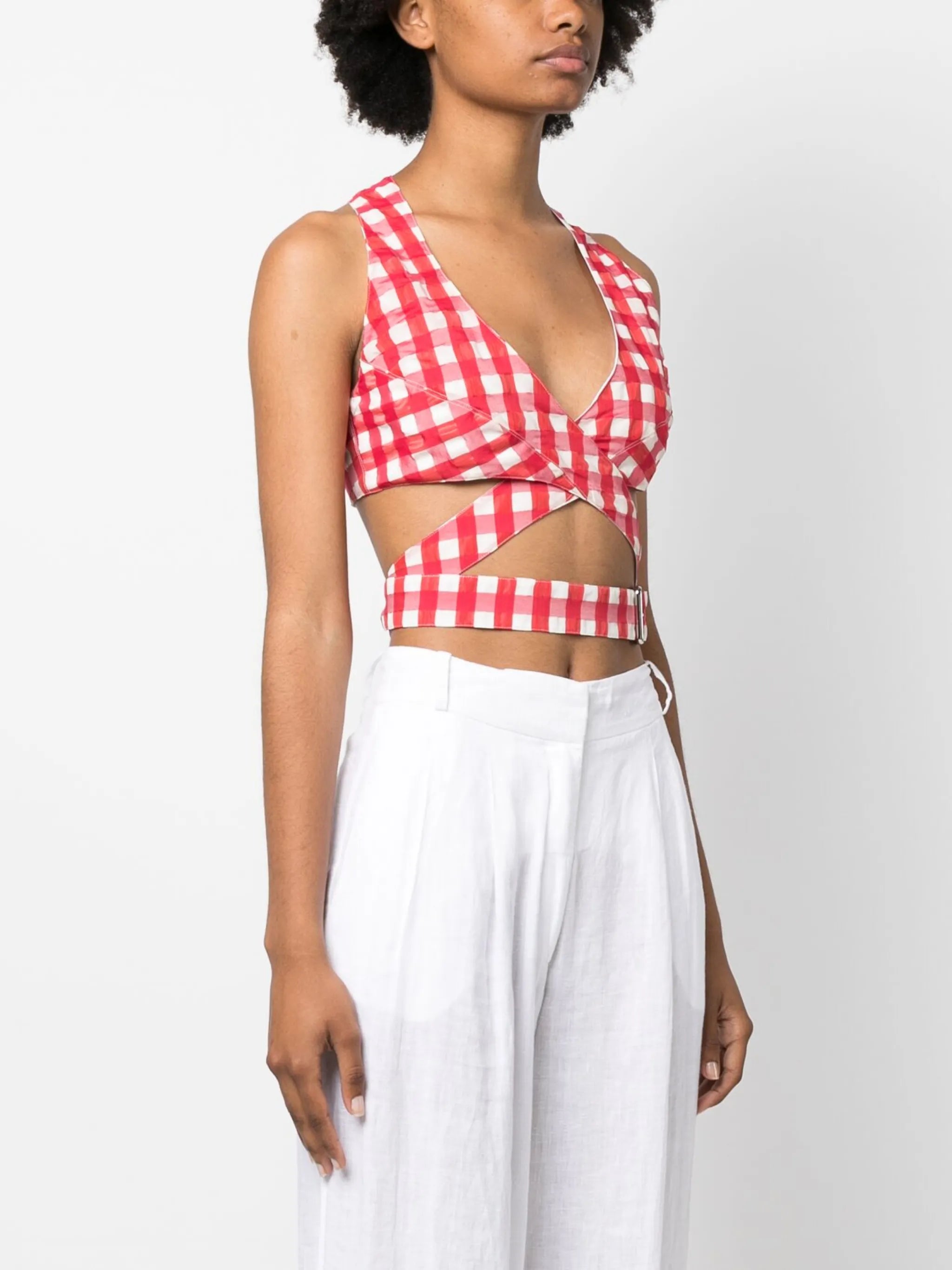 check-print cut-out top
