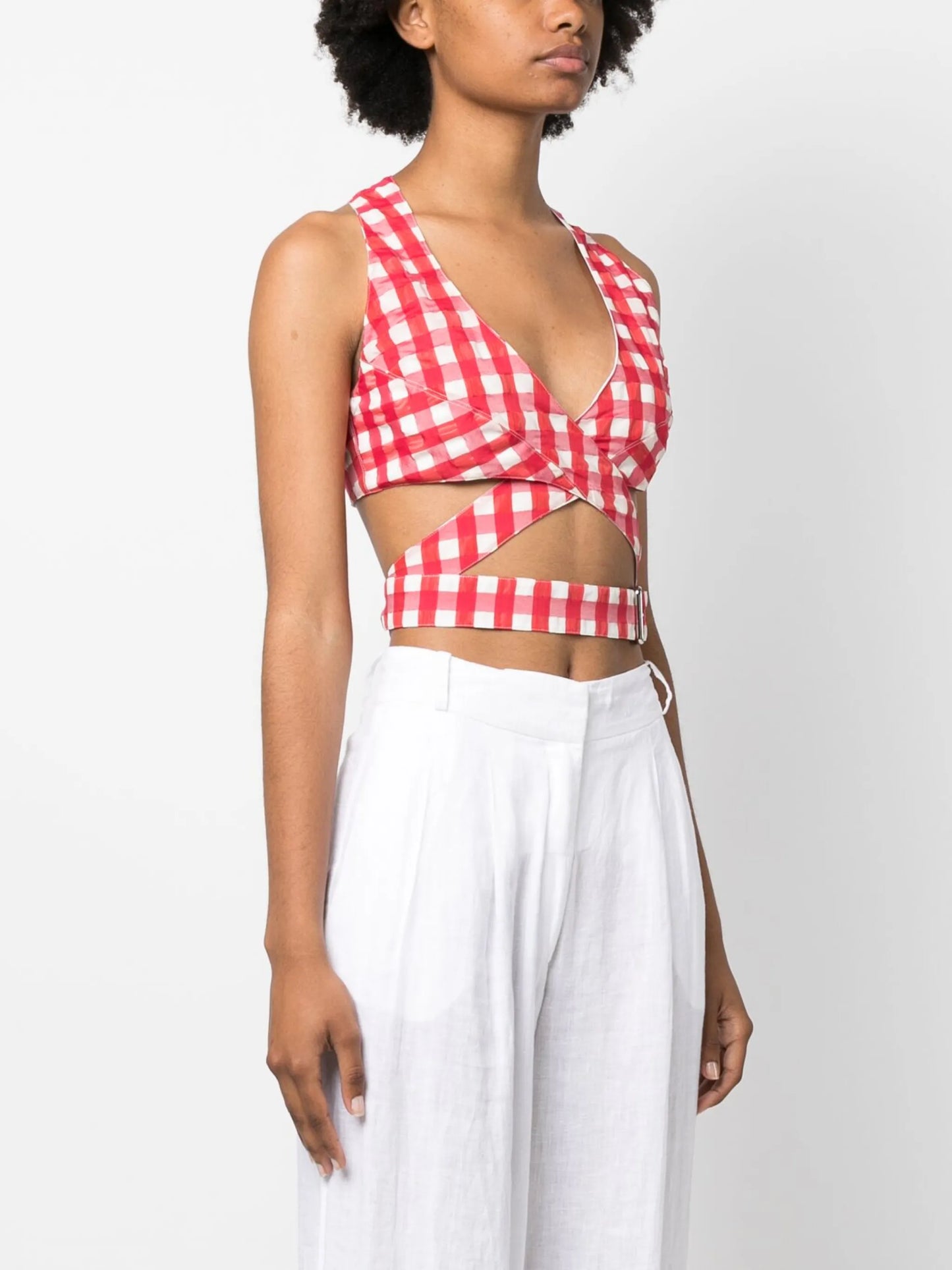 check-print cut-out top