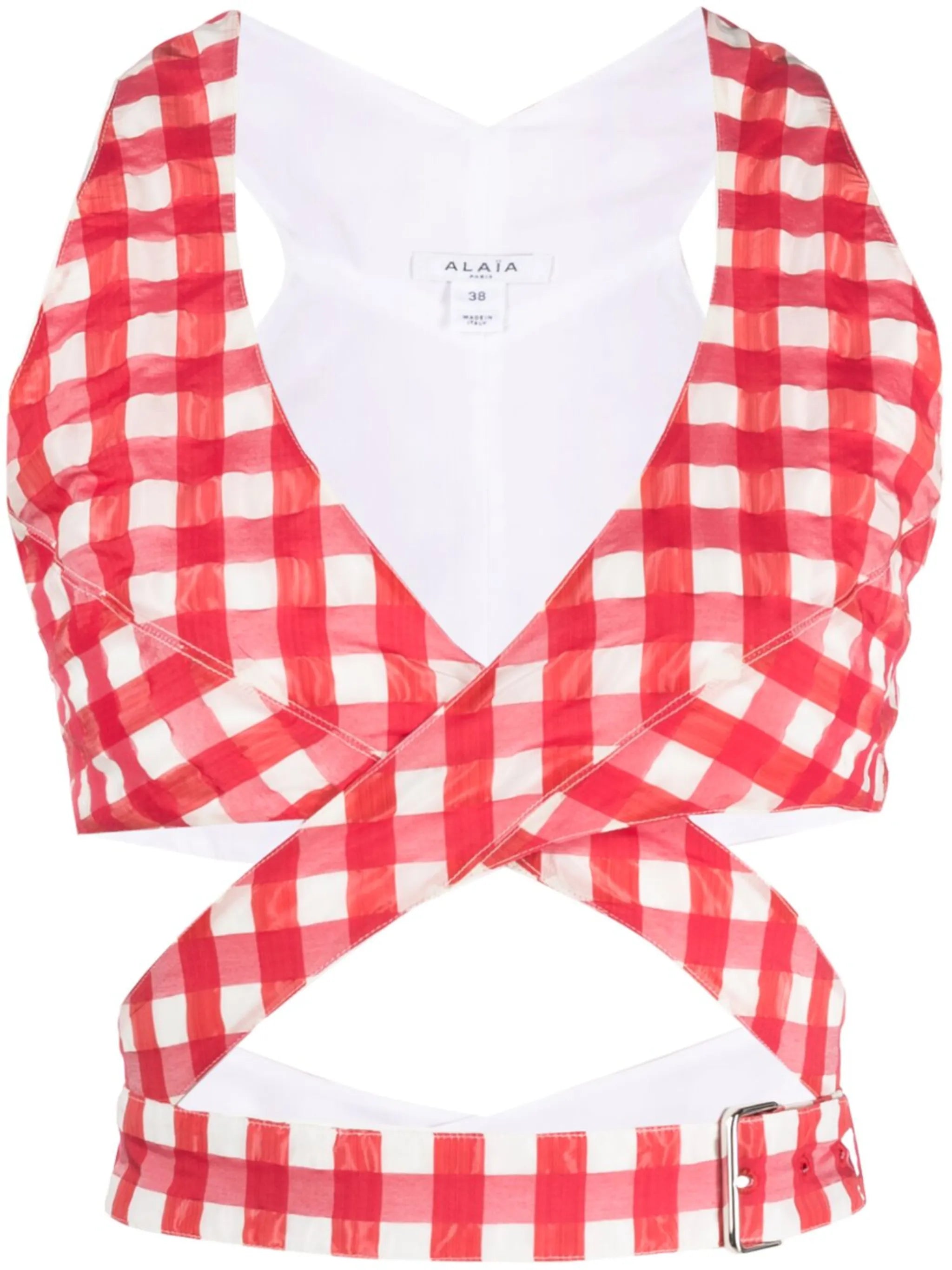 check-print cut-out top