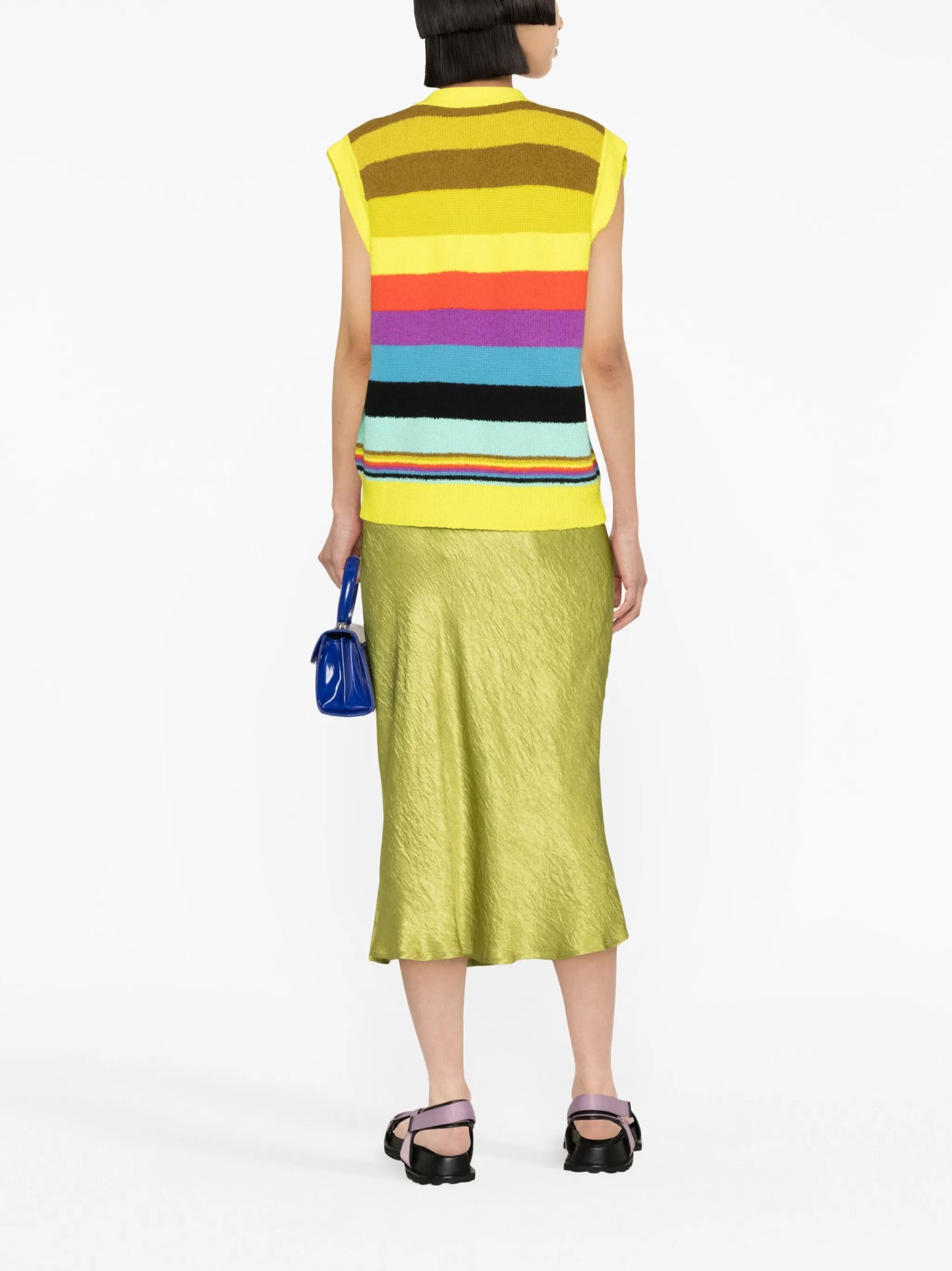 colour-block striped knit vest