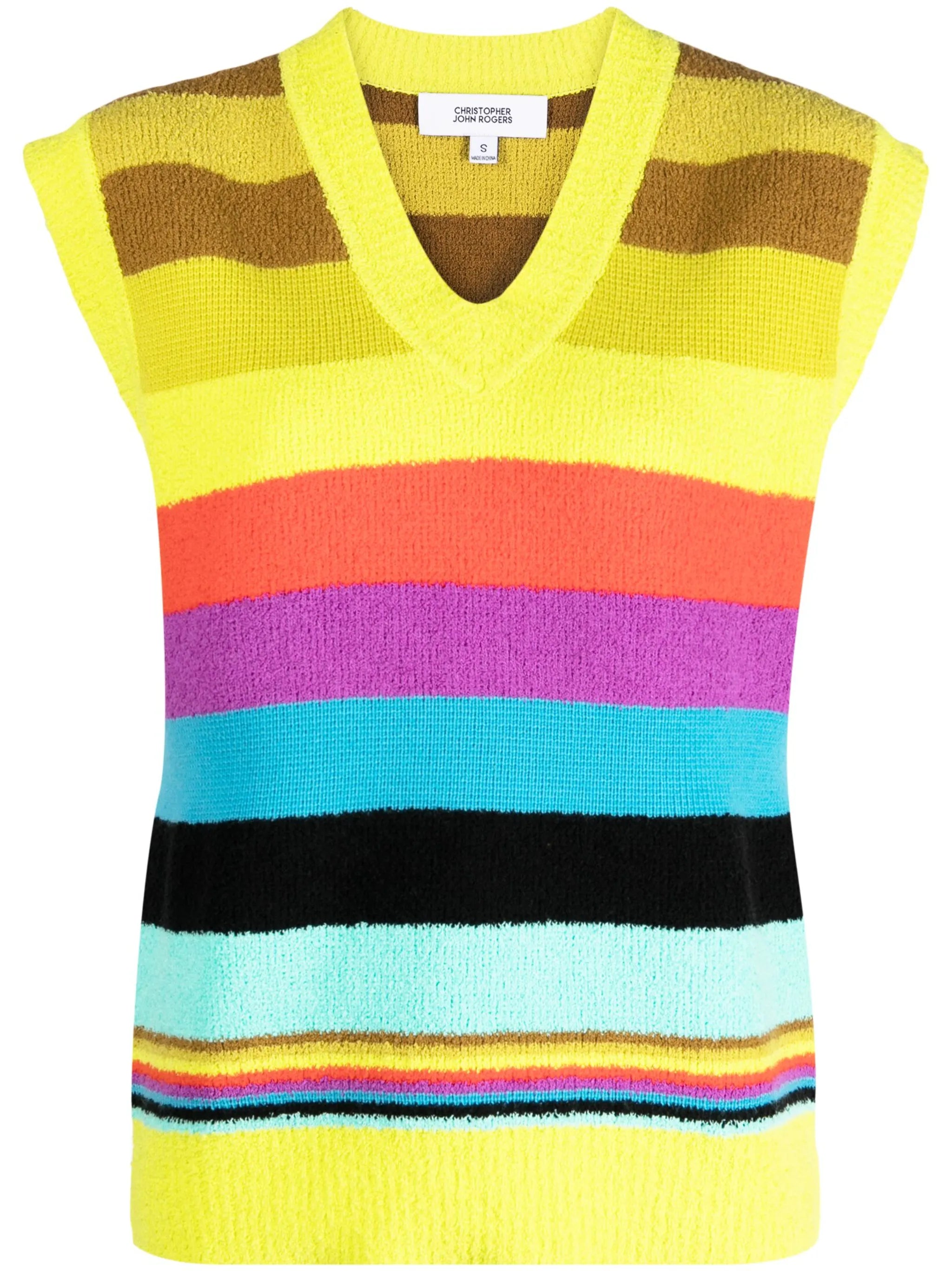 colour-block striped knit vest