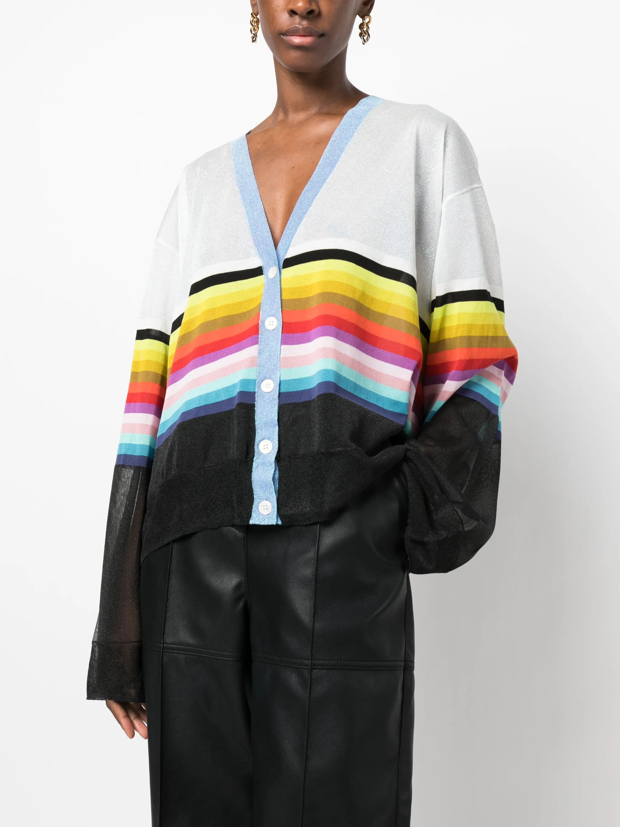 striped lurex cardigan