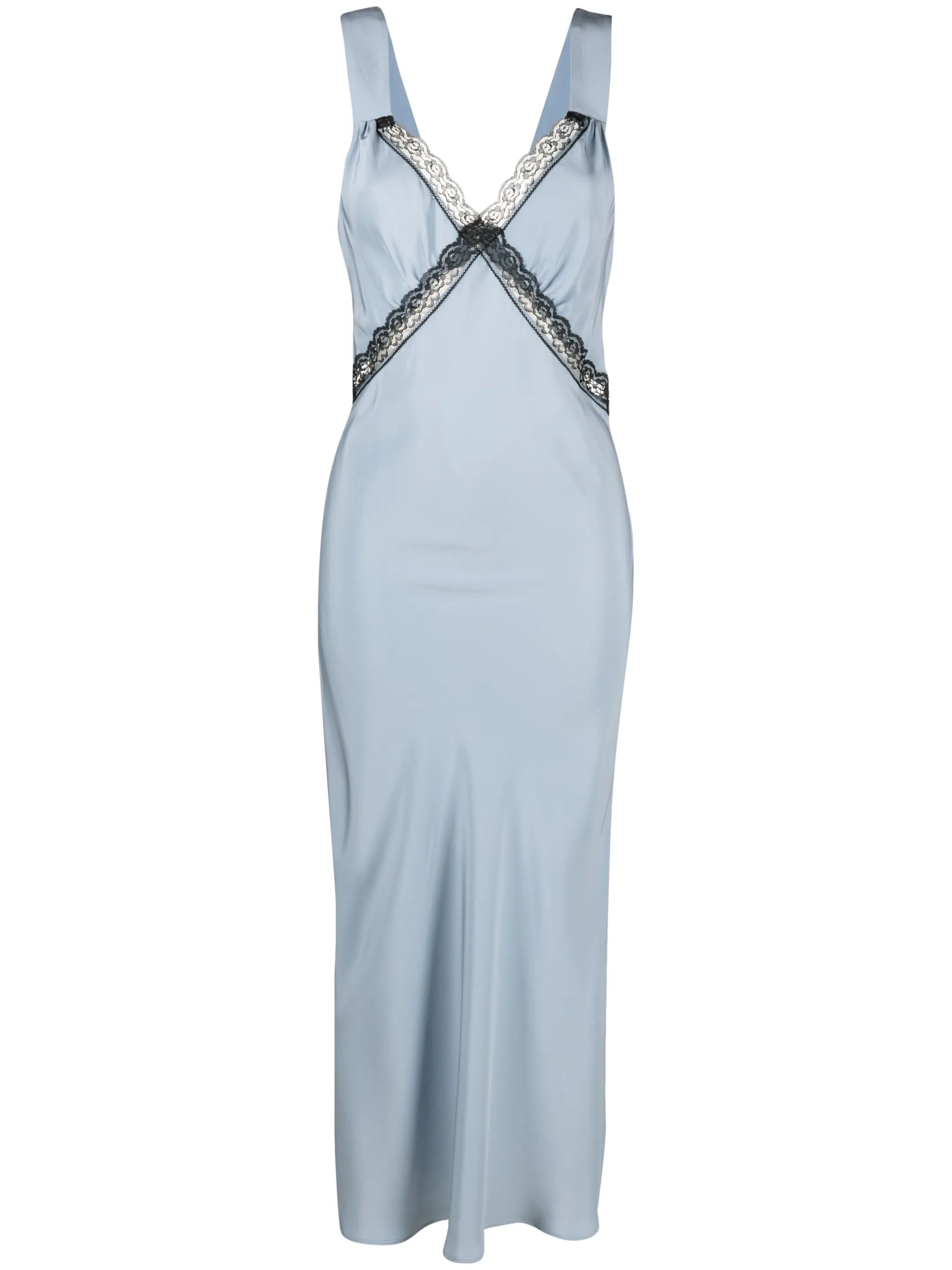 Provence lace-trim silk dress