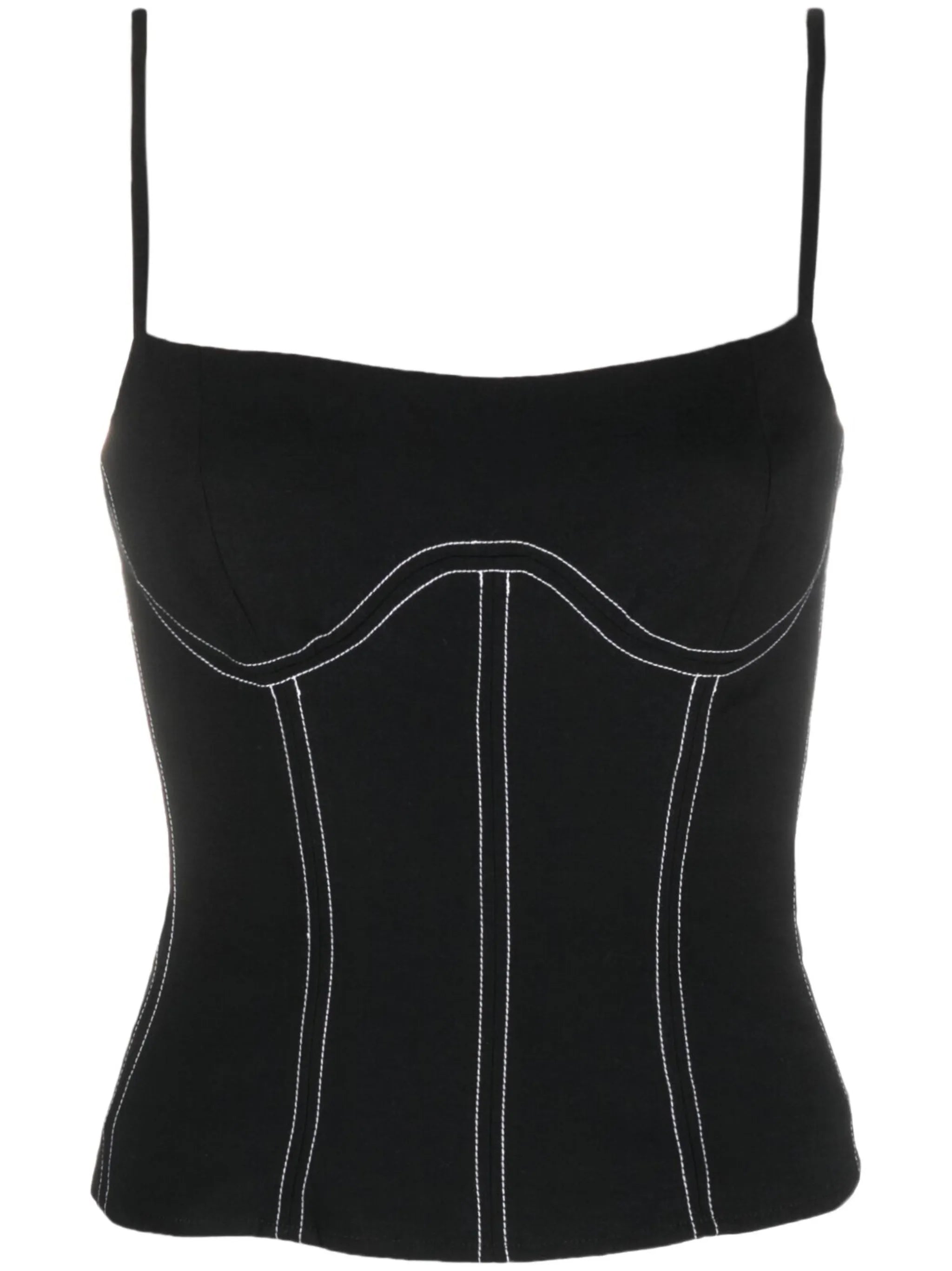 Kary contrast-stitching sleeveless top