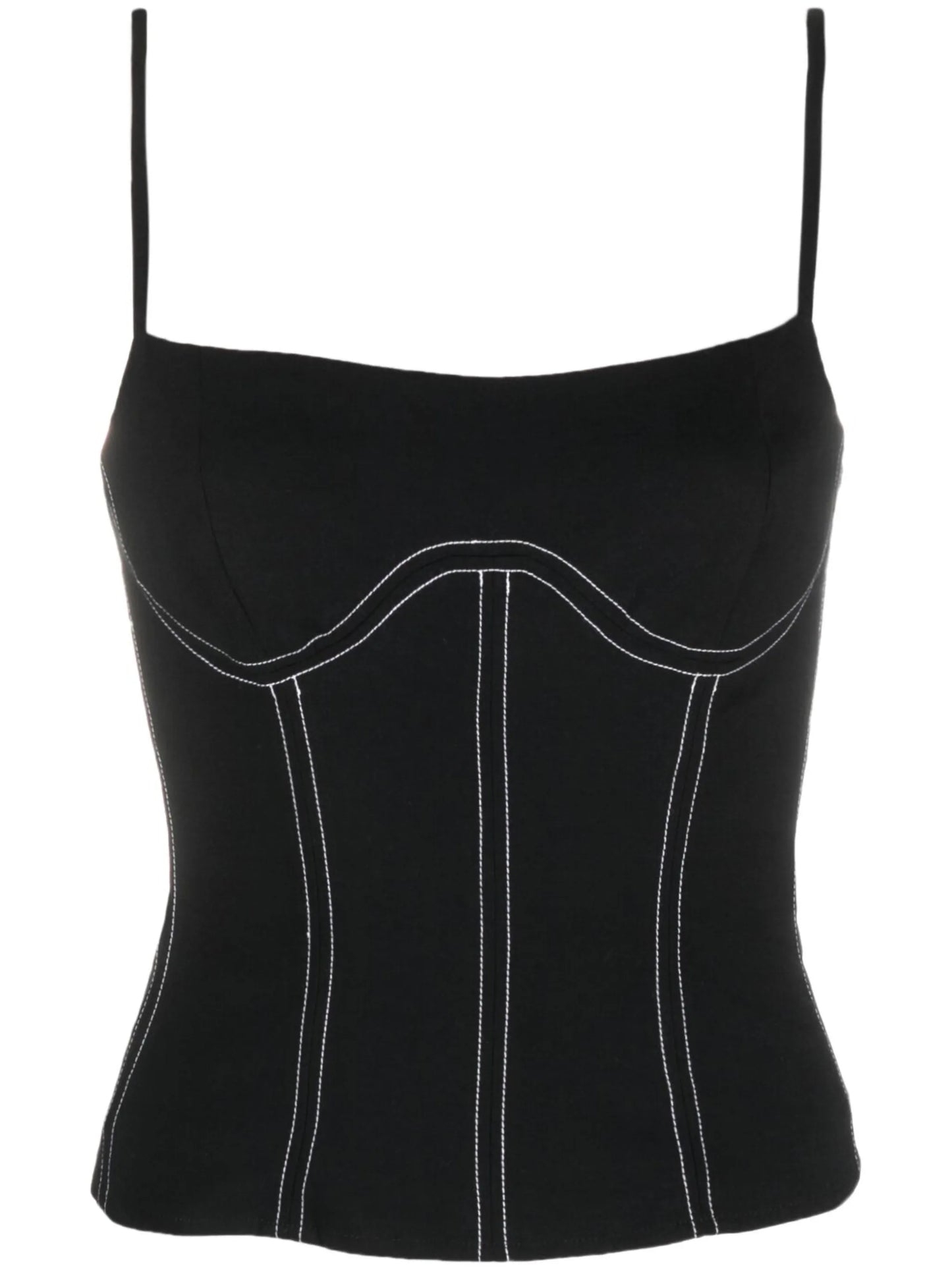 Kary contrast-stitching sleeveless top