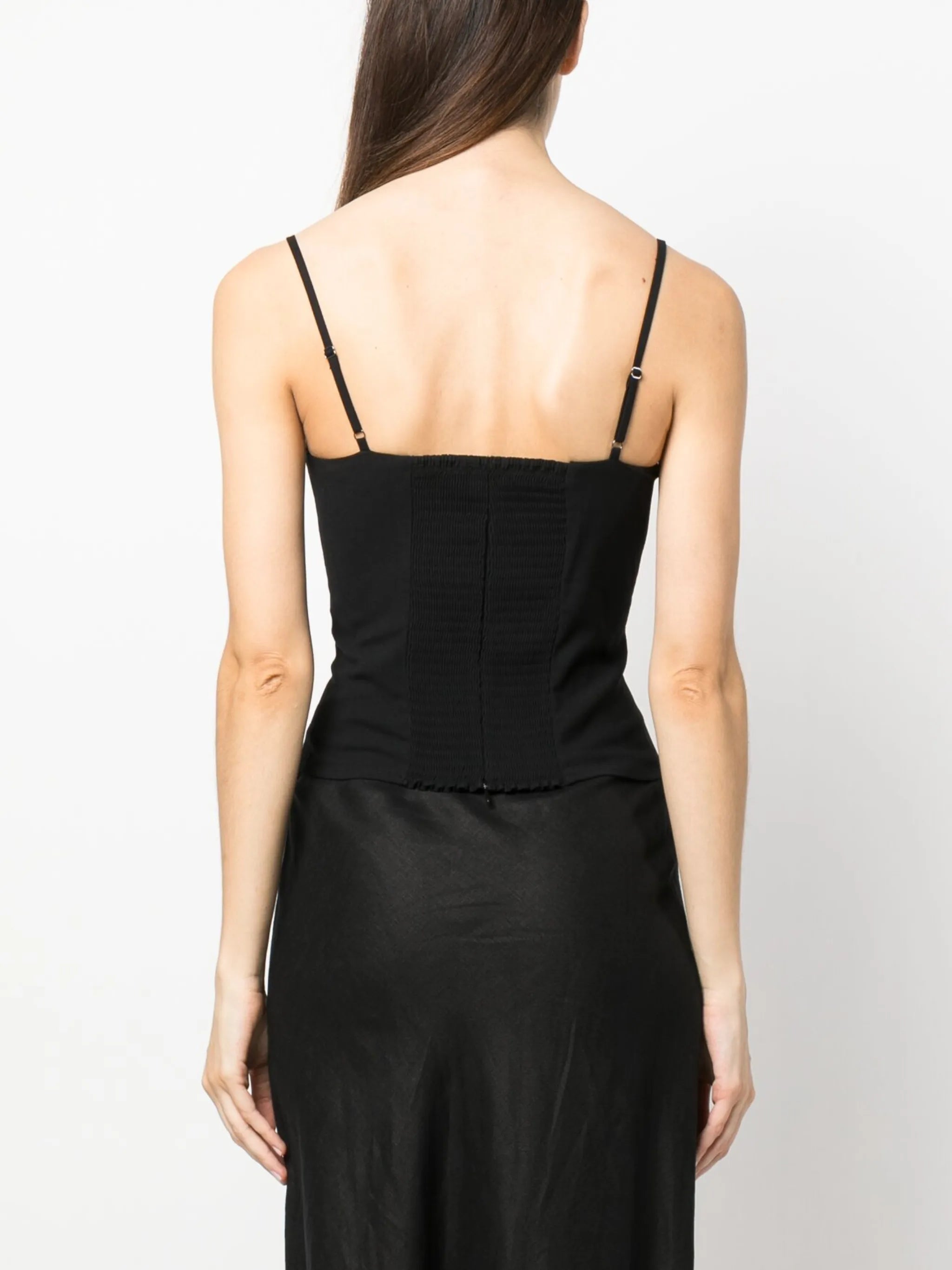 Kary contrast-stitching sleeveless top
