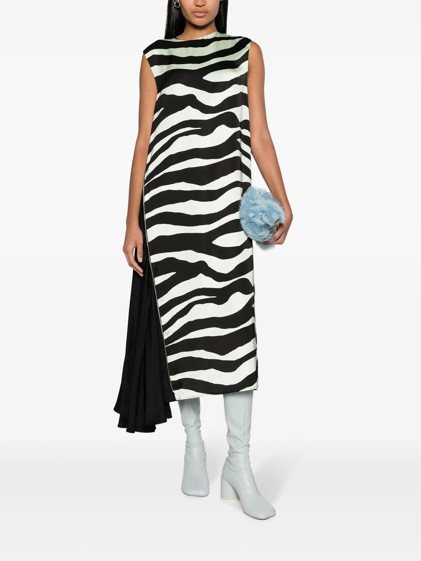 zebra-print midi dress