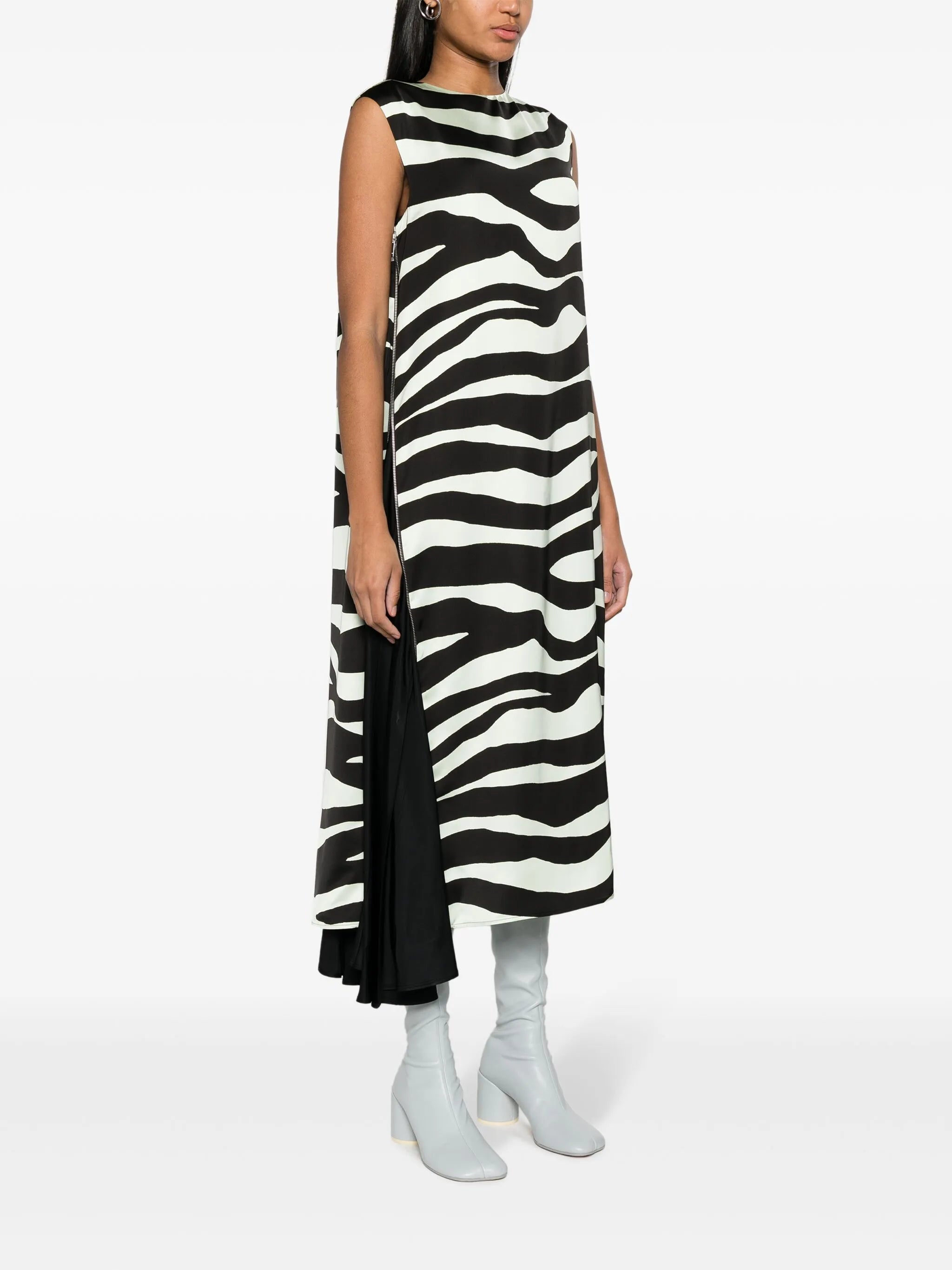 zebra-print midi dress