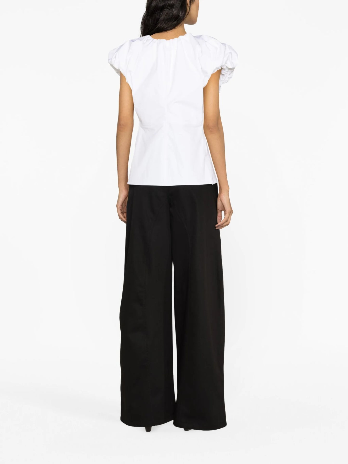puff-sleeve cotton top