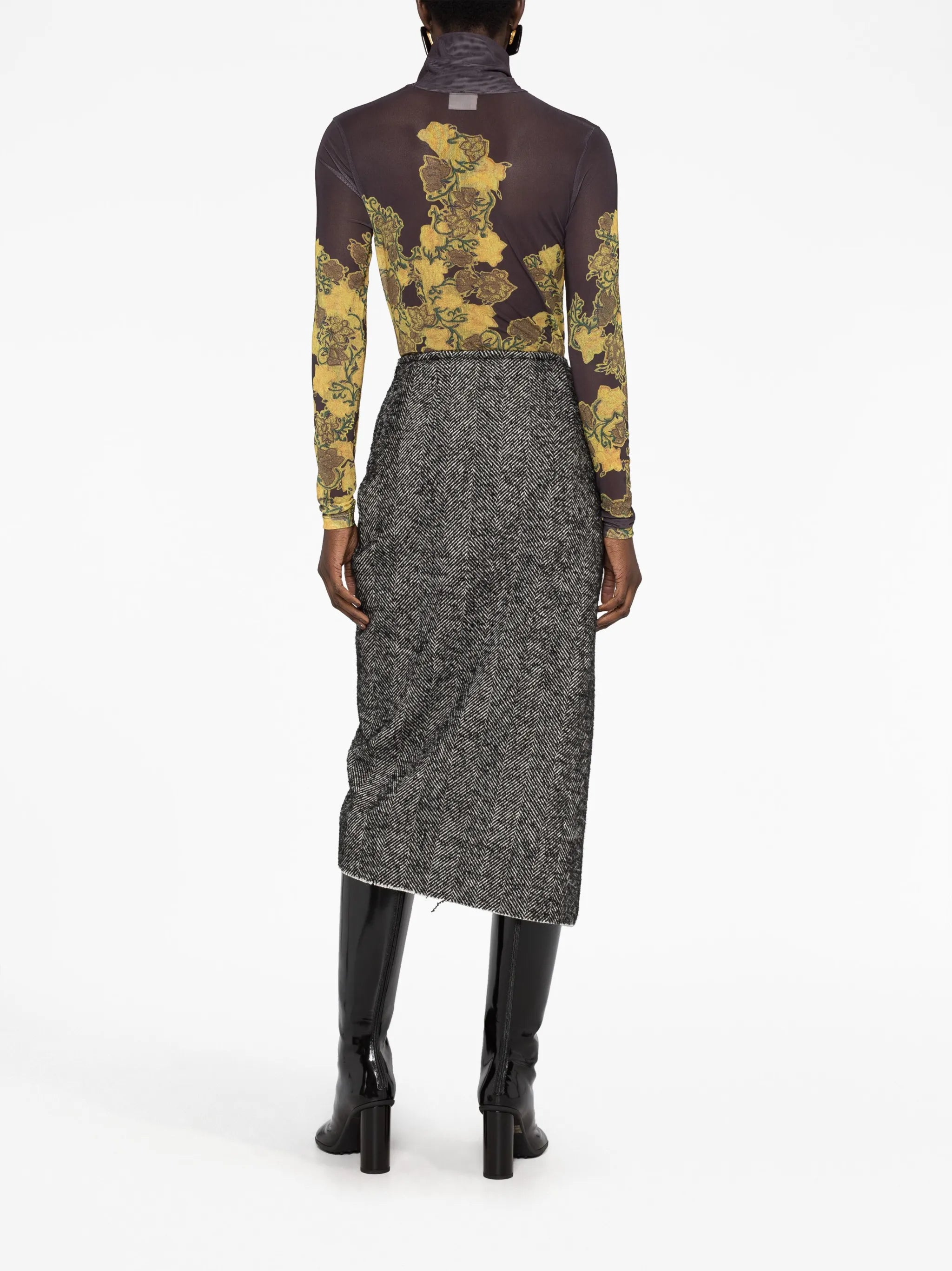 floral-print mesh top