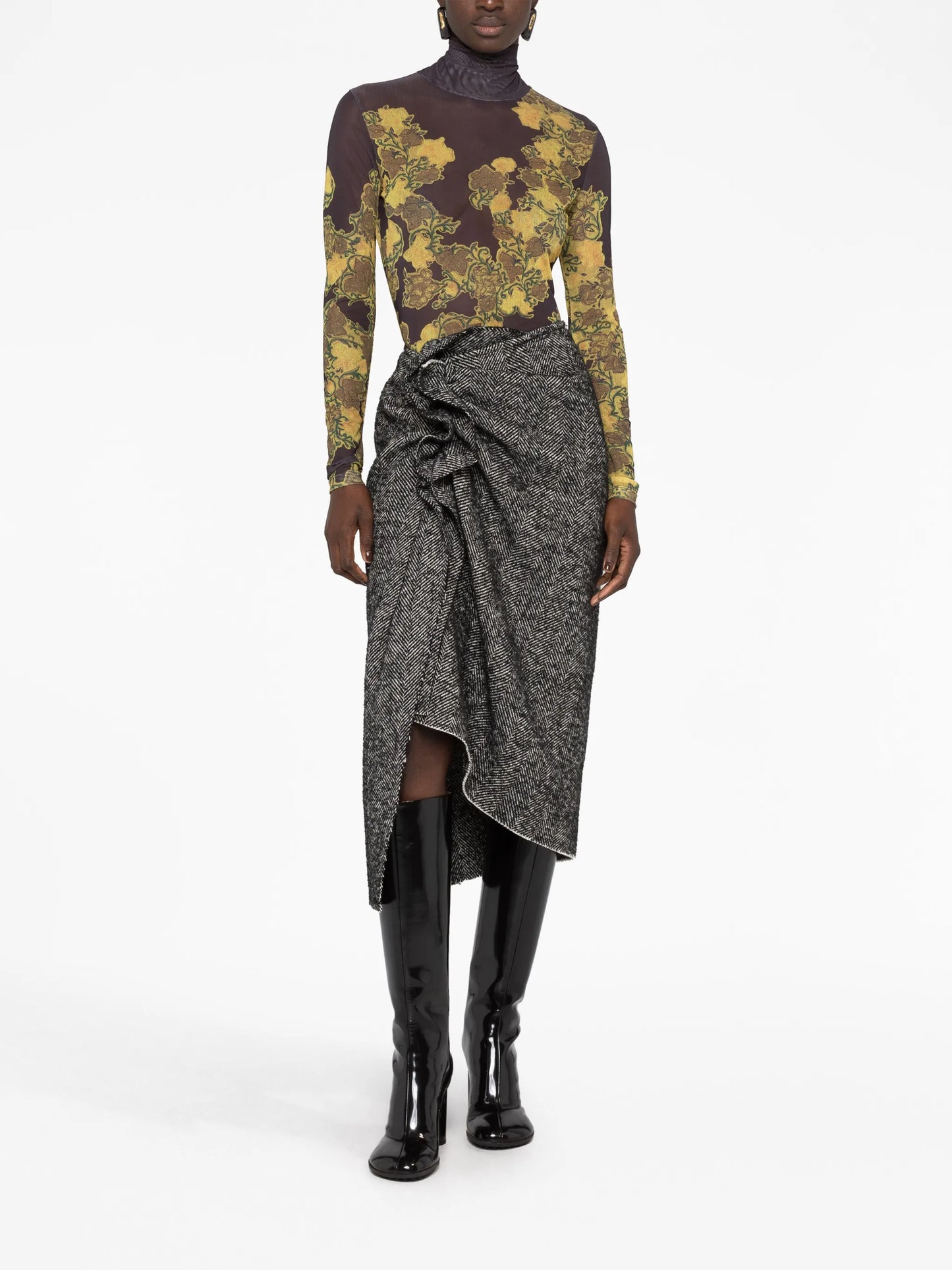 floral-print mesh top
