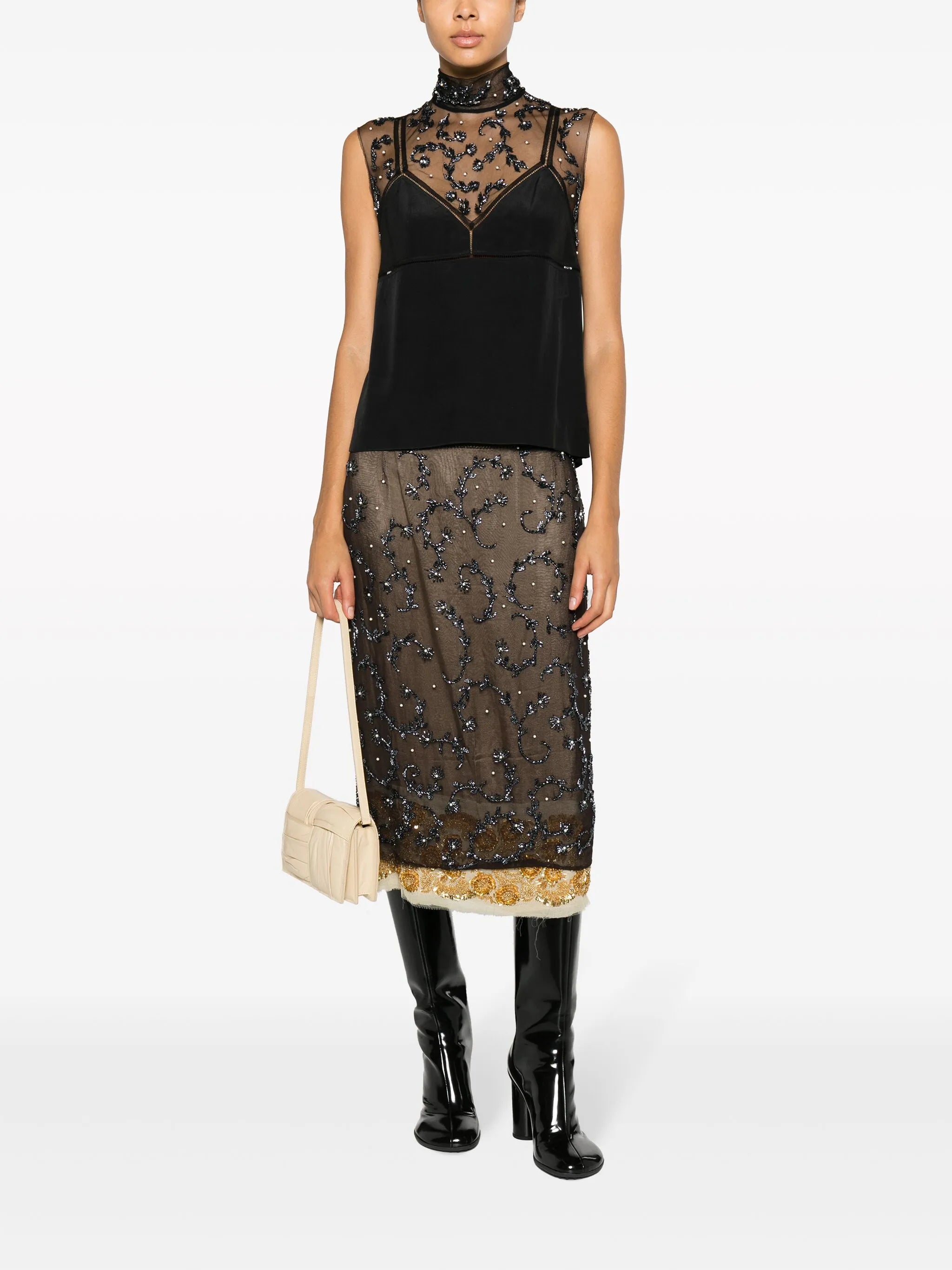 Soline bead-embellished midi skirt
