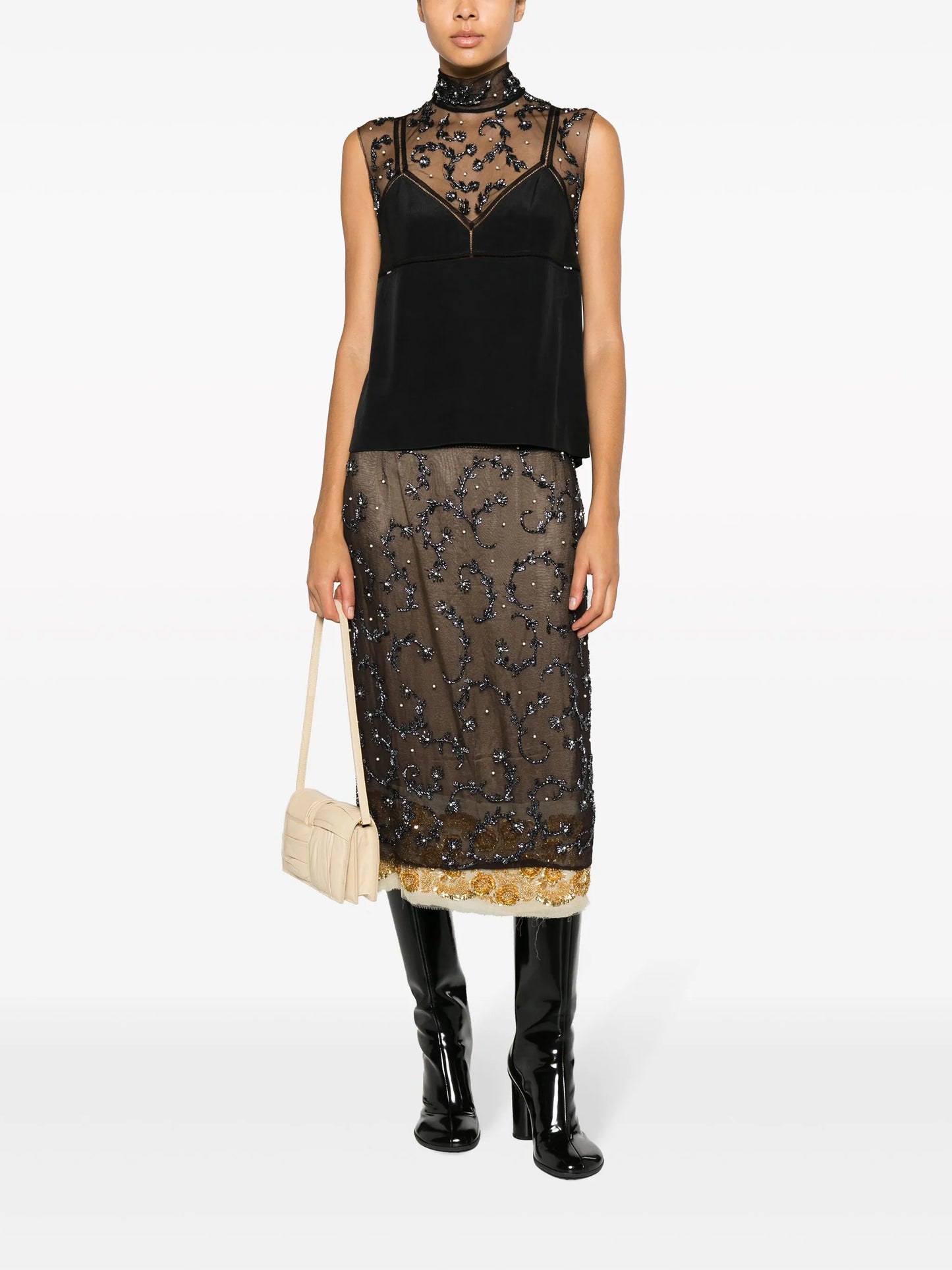 Soline bead-embellished midi skirt