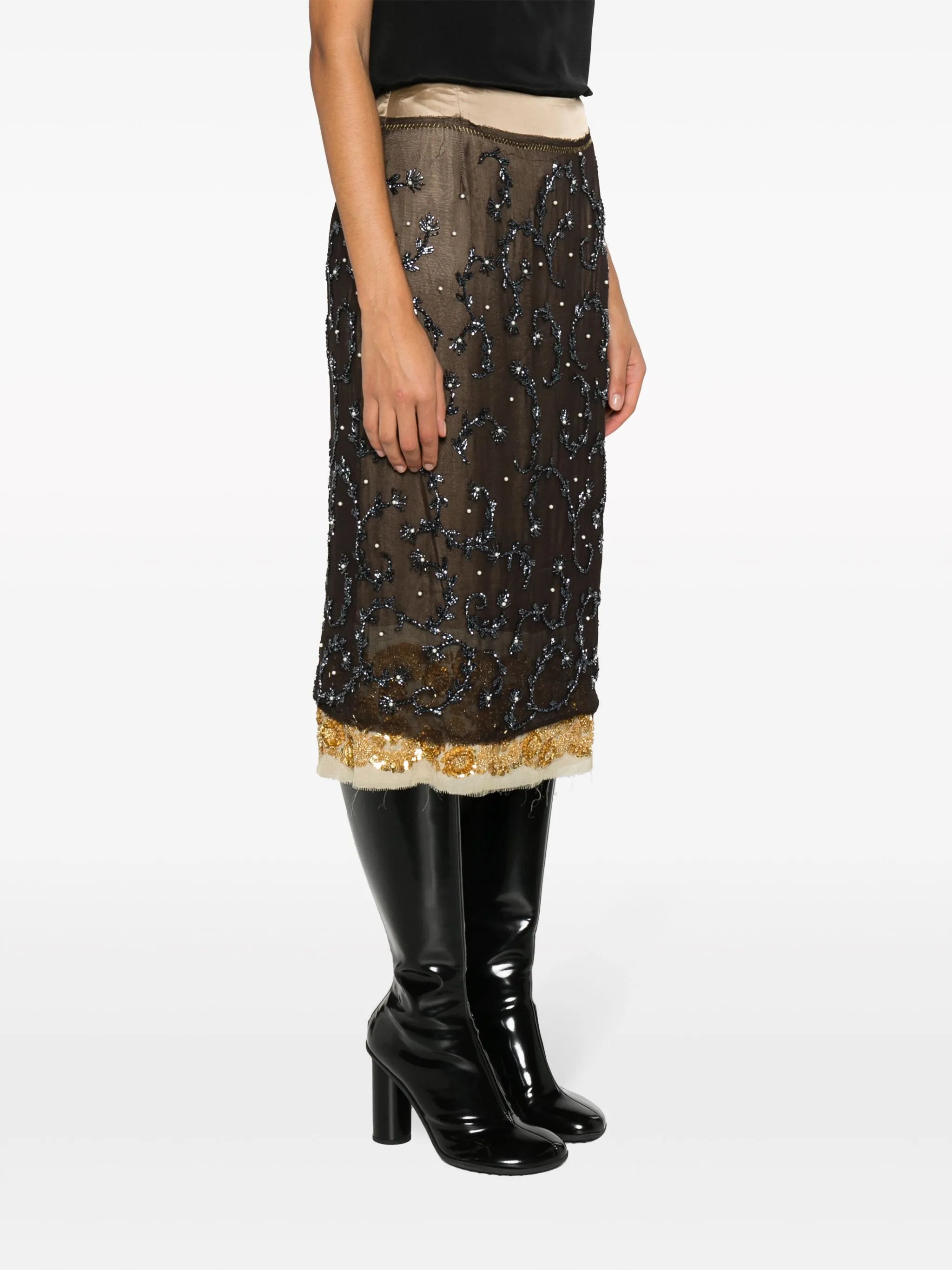 Soline bead-embellished midi skirt
