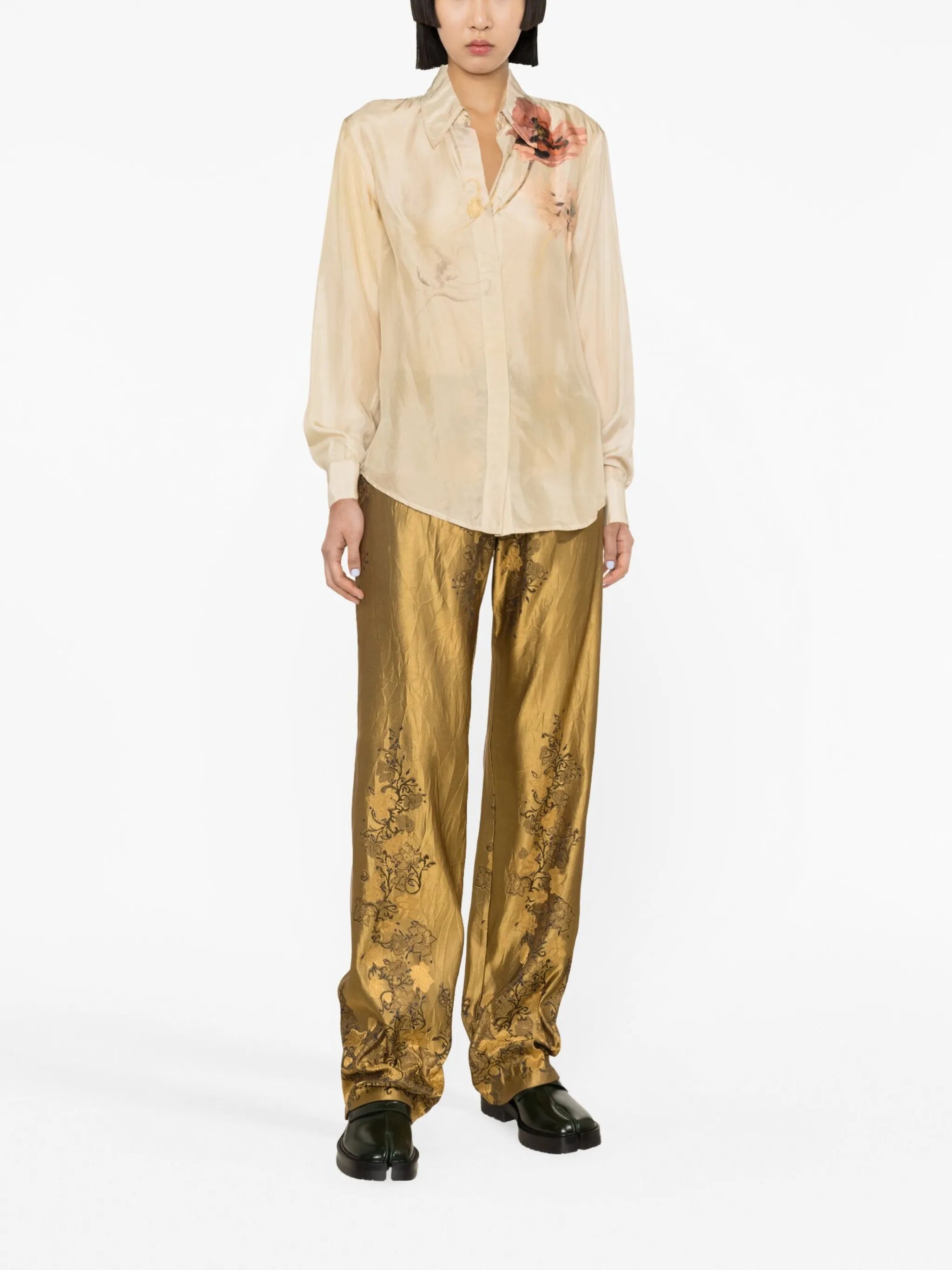 Chowy floral-print silk shirt