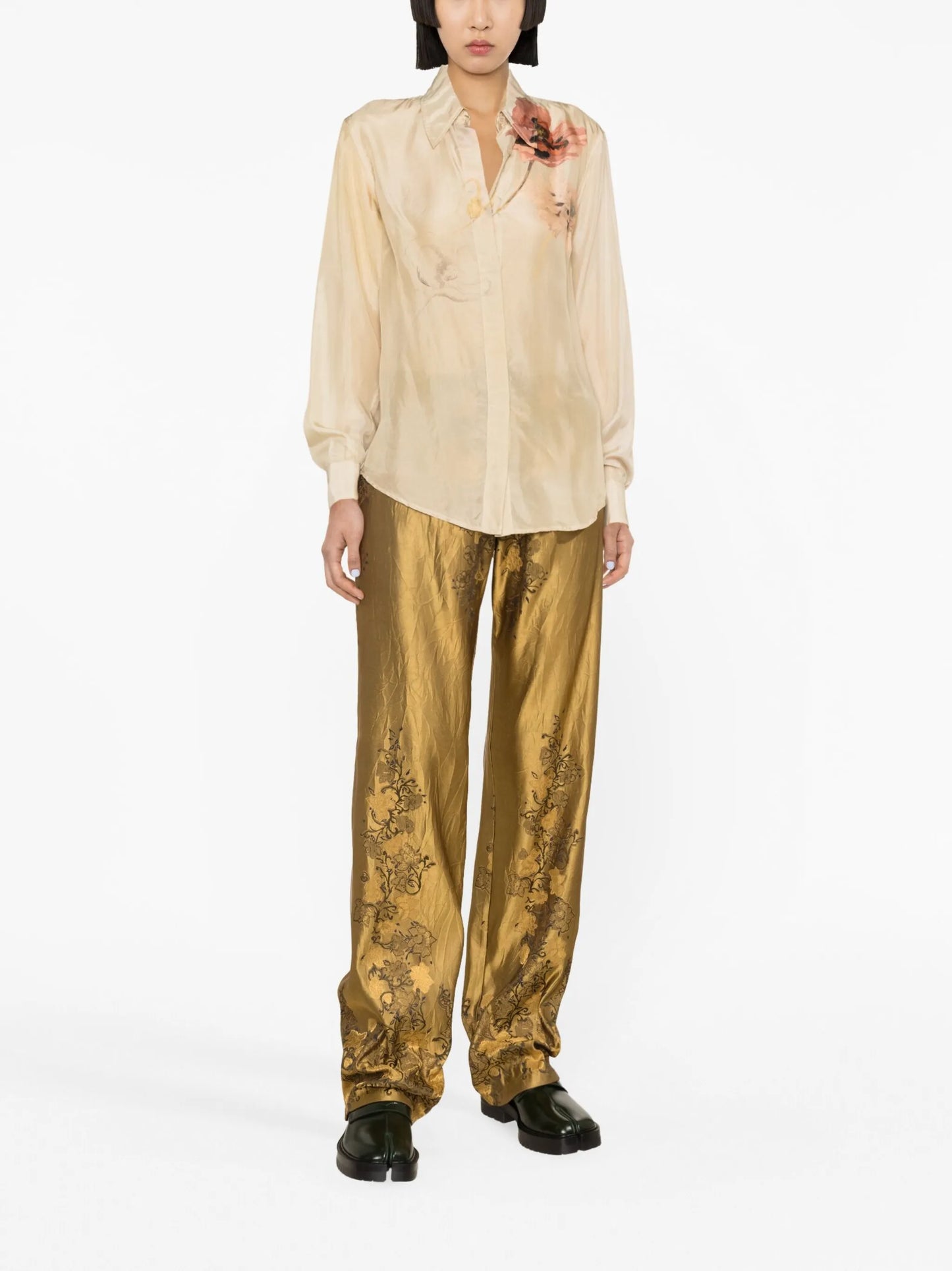 Chowy floral-print silk shirt