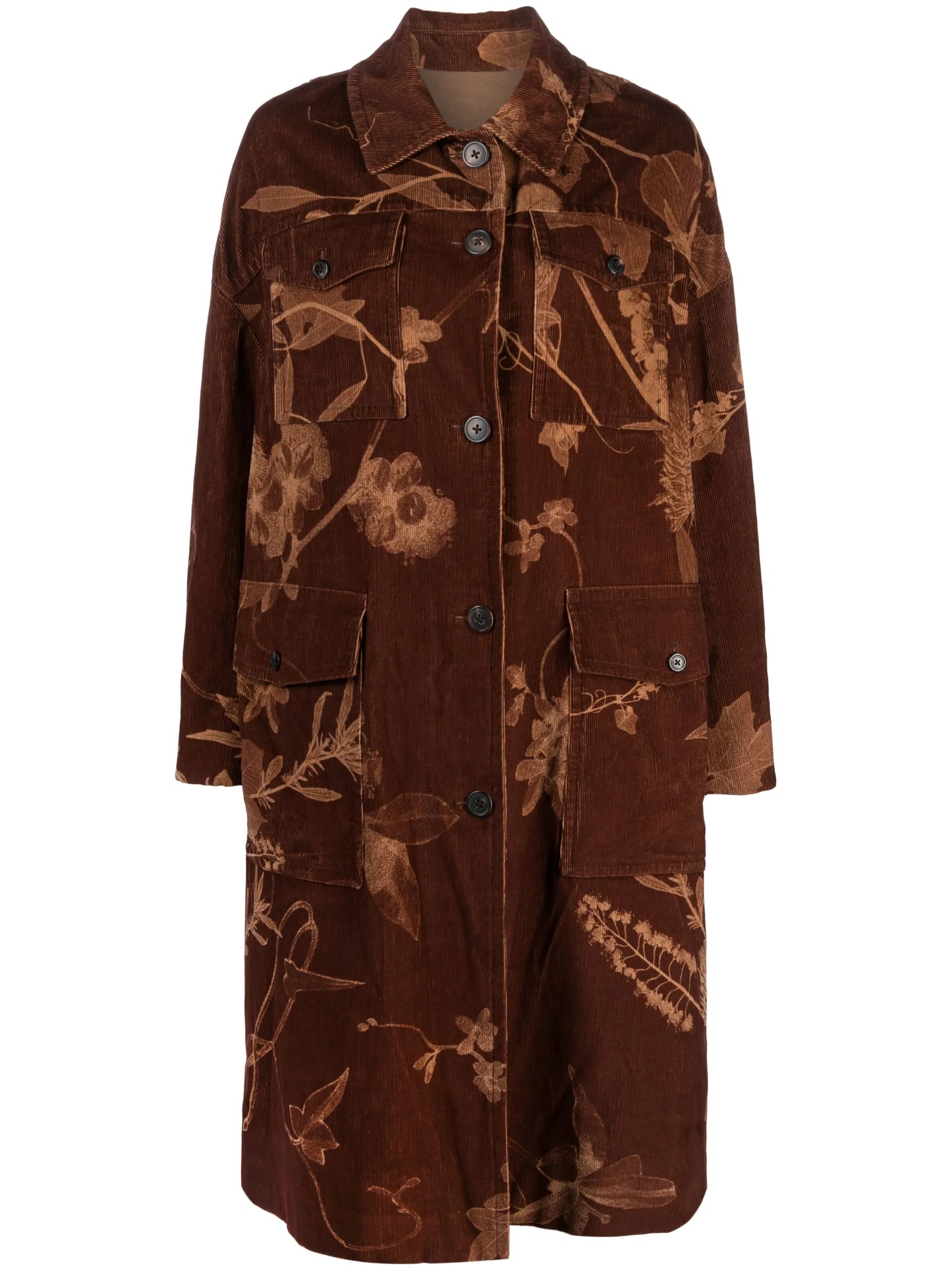 leaf-print corduroy coat